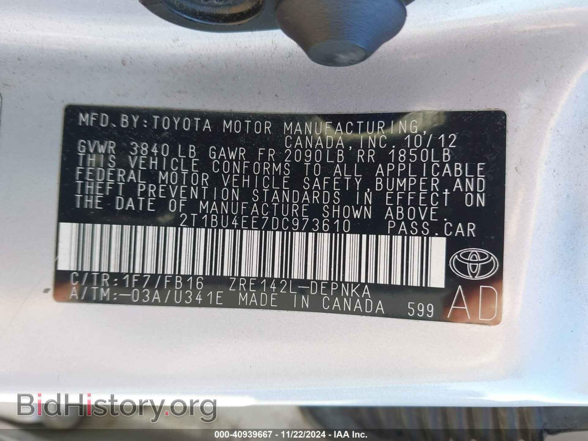 2013 TOYOTA COROLLA - VIN: 2T1BU4EE7DC973610 - Фото 9
