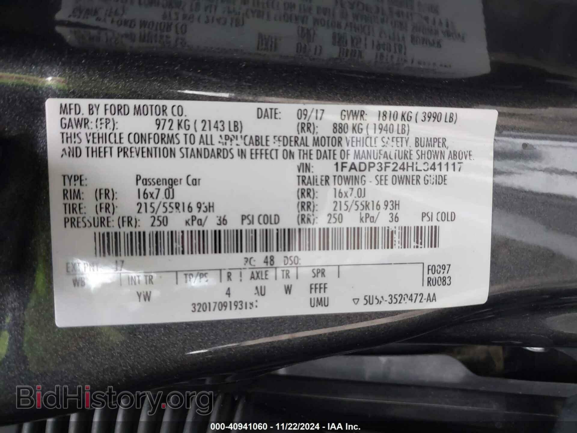 2017 FORD FOCUS - VIN: 1FADP3F24HL341117 - Фото 9