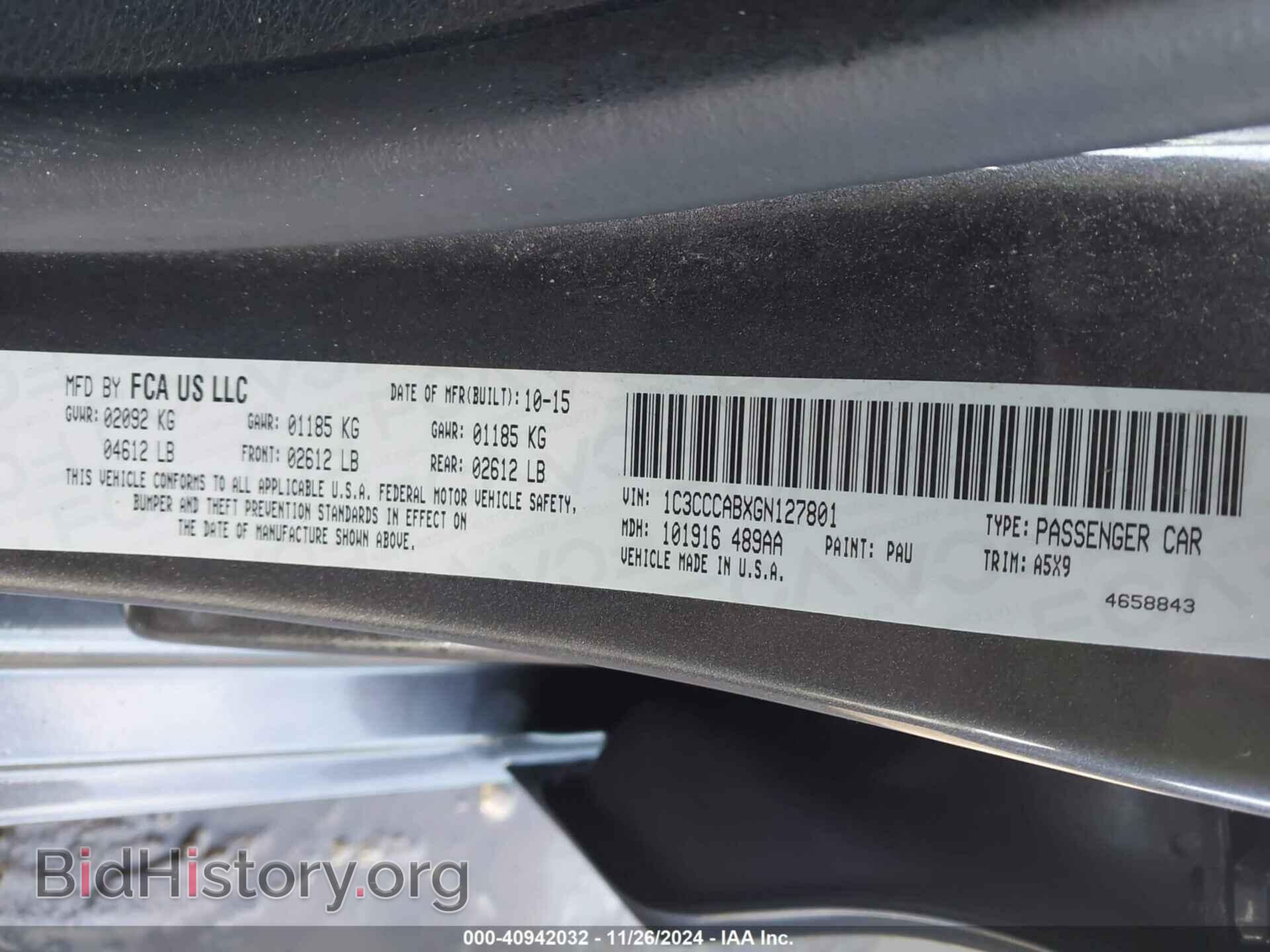 2016 CHRYSLER 200 - VIN: 1C3CCCABXGN127801 - Фото 9