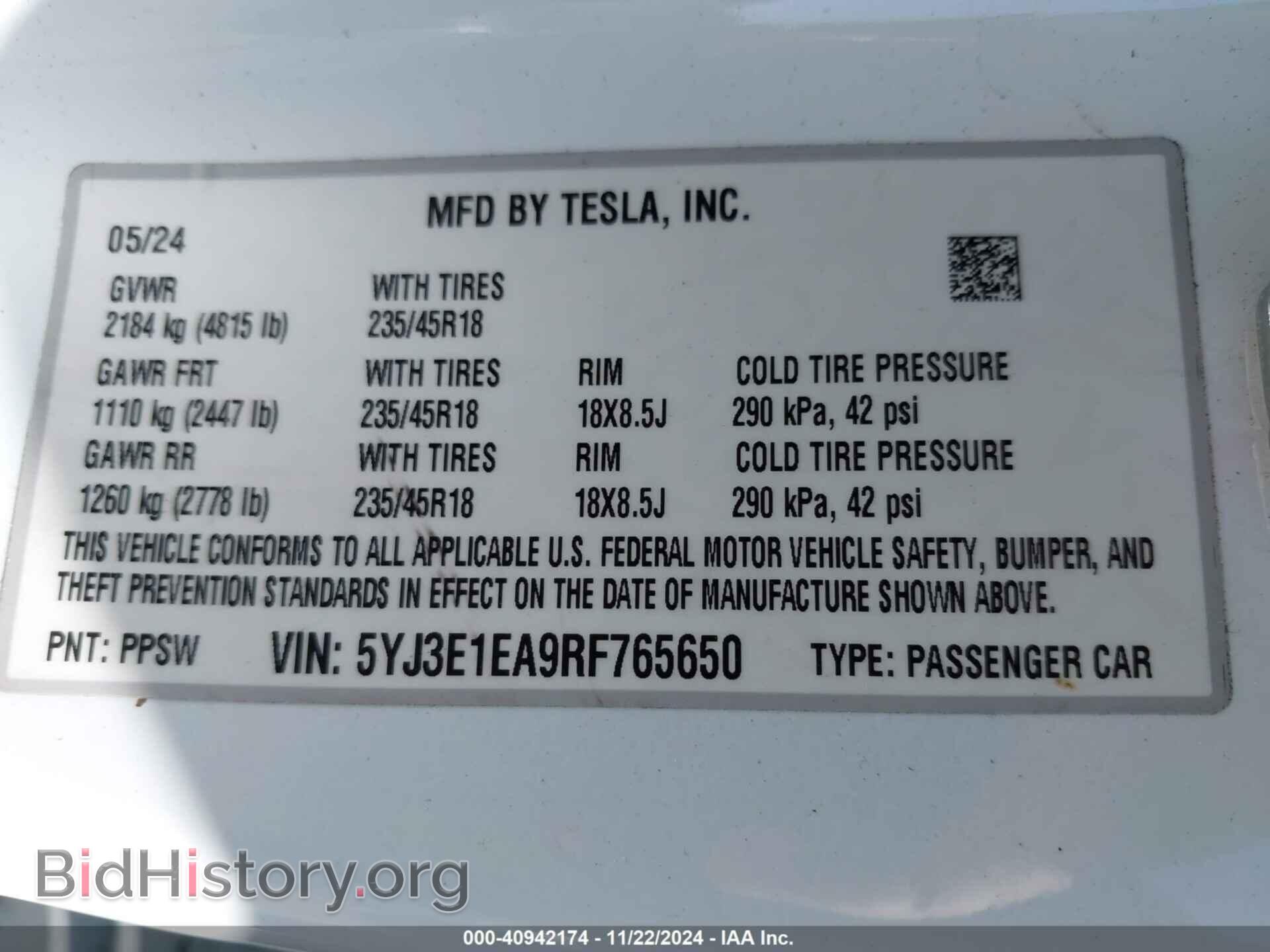 2024 TESLA MODEL 3 - VIN: 5YJ3E1EA9RF765650 - Фото 9