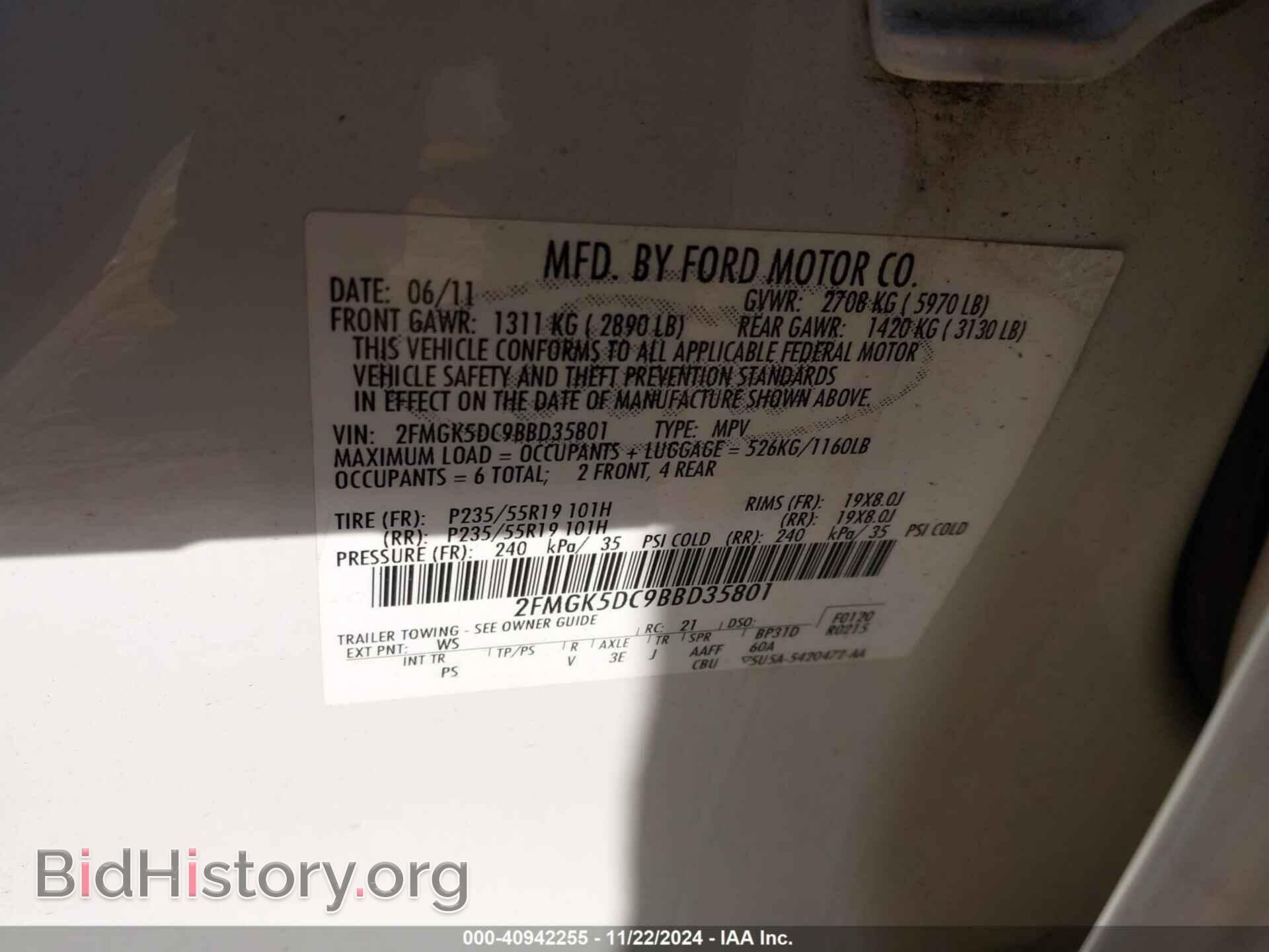 2011 FORD FLEX - VIN: 2FMGK5DC9BBD35801 - Фото 9