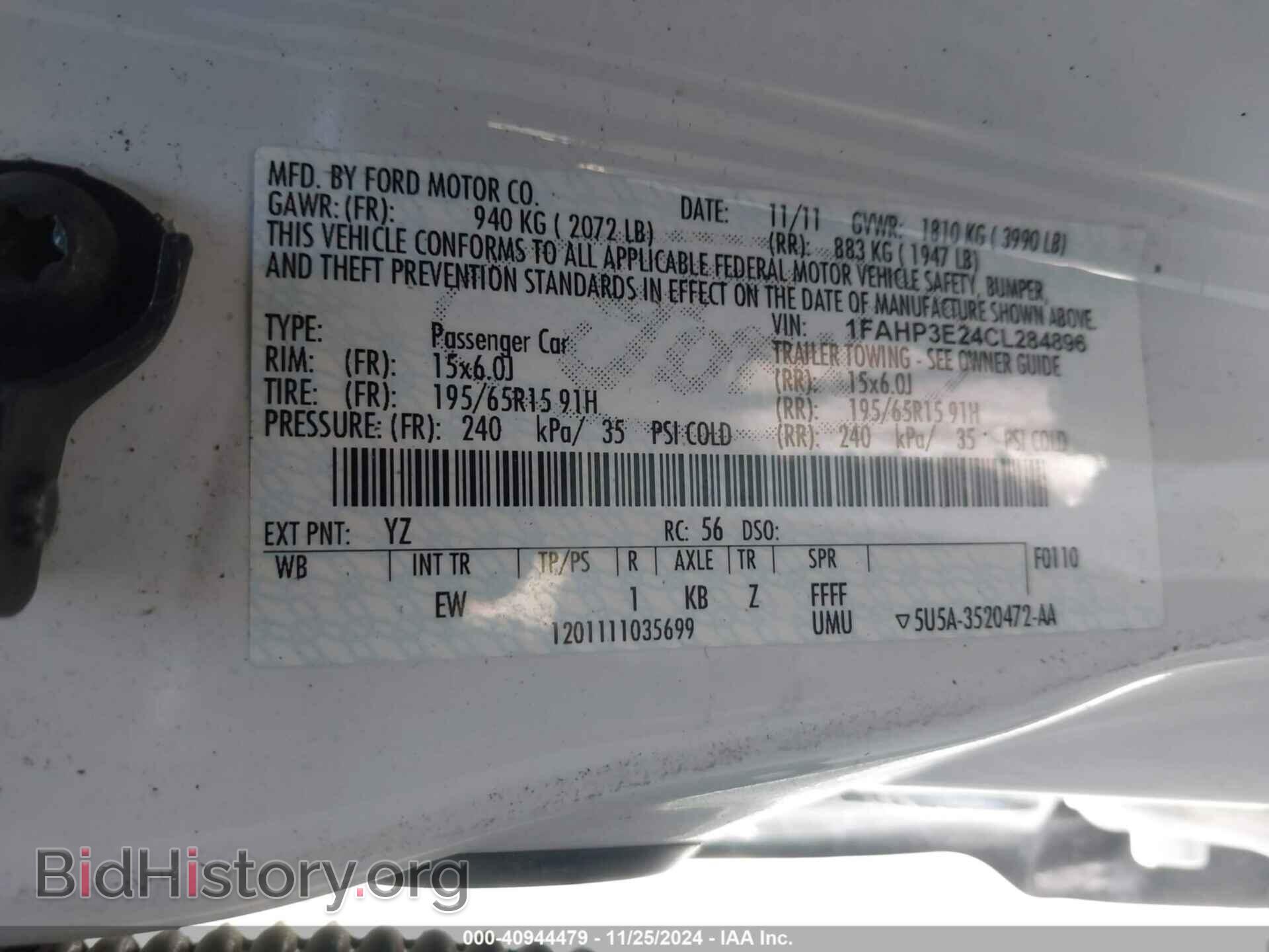 2012 FORD FOCUS - VIN: 1FAHP3E24CL284896 - Фото 9