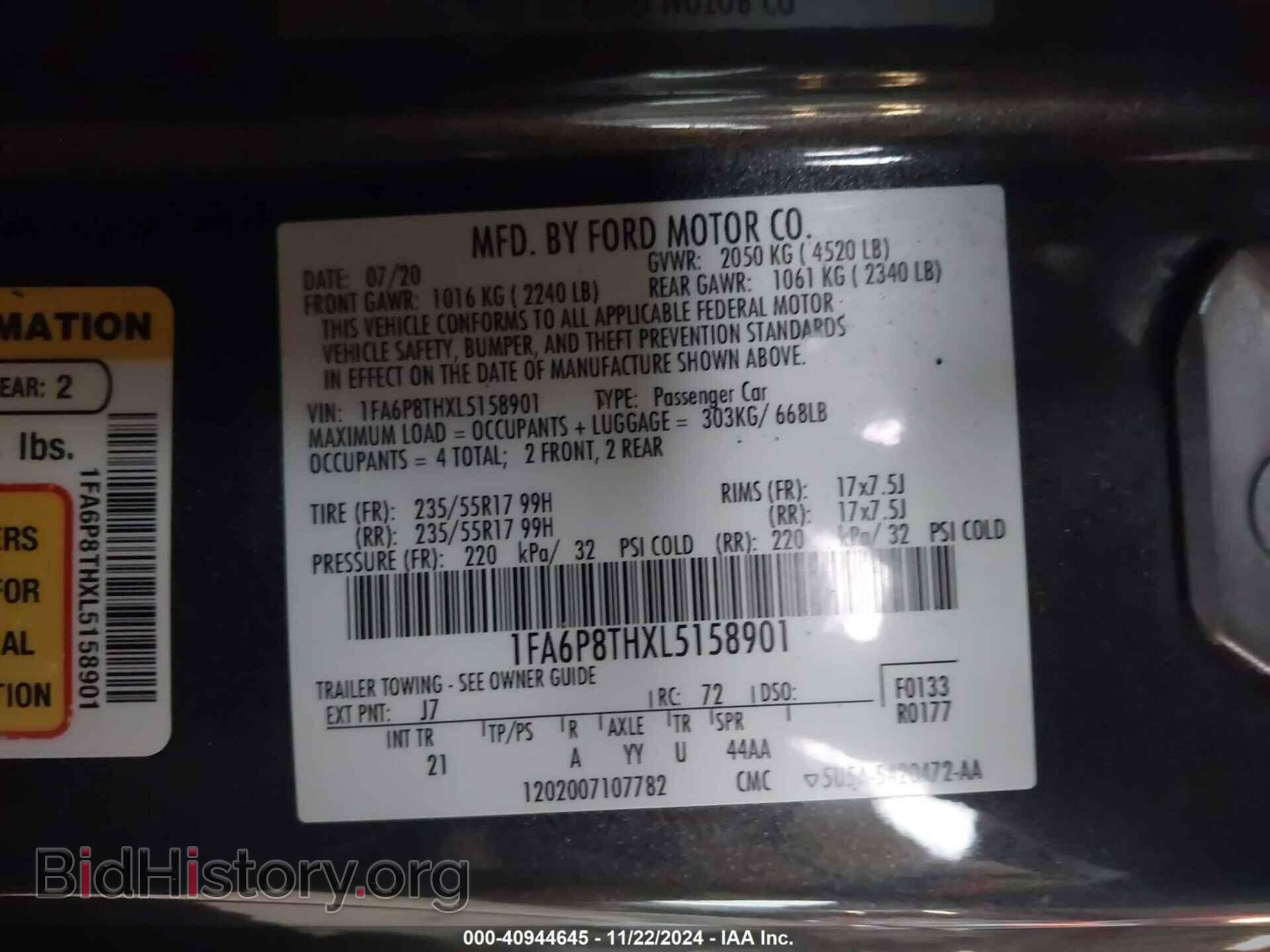 2020 FORD MUSTANG - VIN: 1FA6P8THXL5158901 - Фото 9