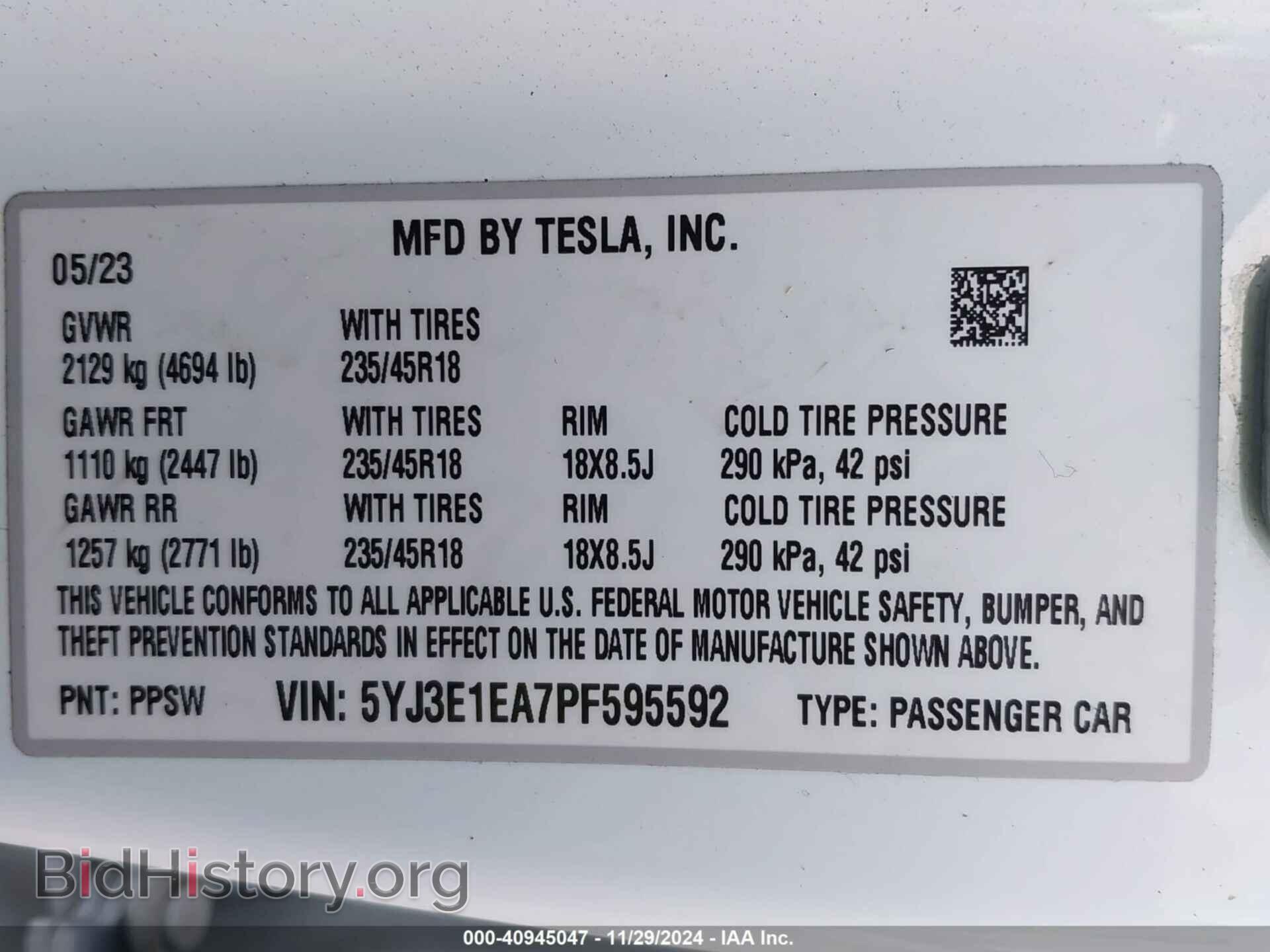 2023 TESLA MODEL 3 - VIN: 5YJ3E1EA7PF595592 - Фото 9