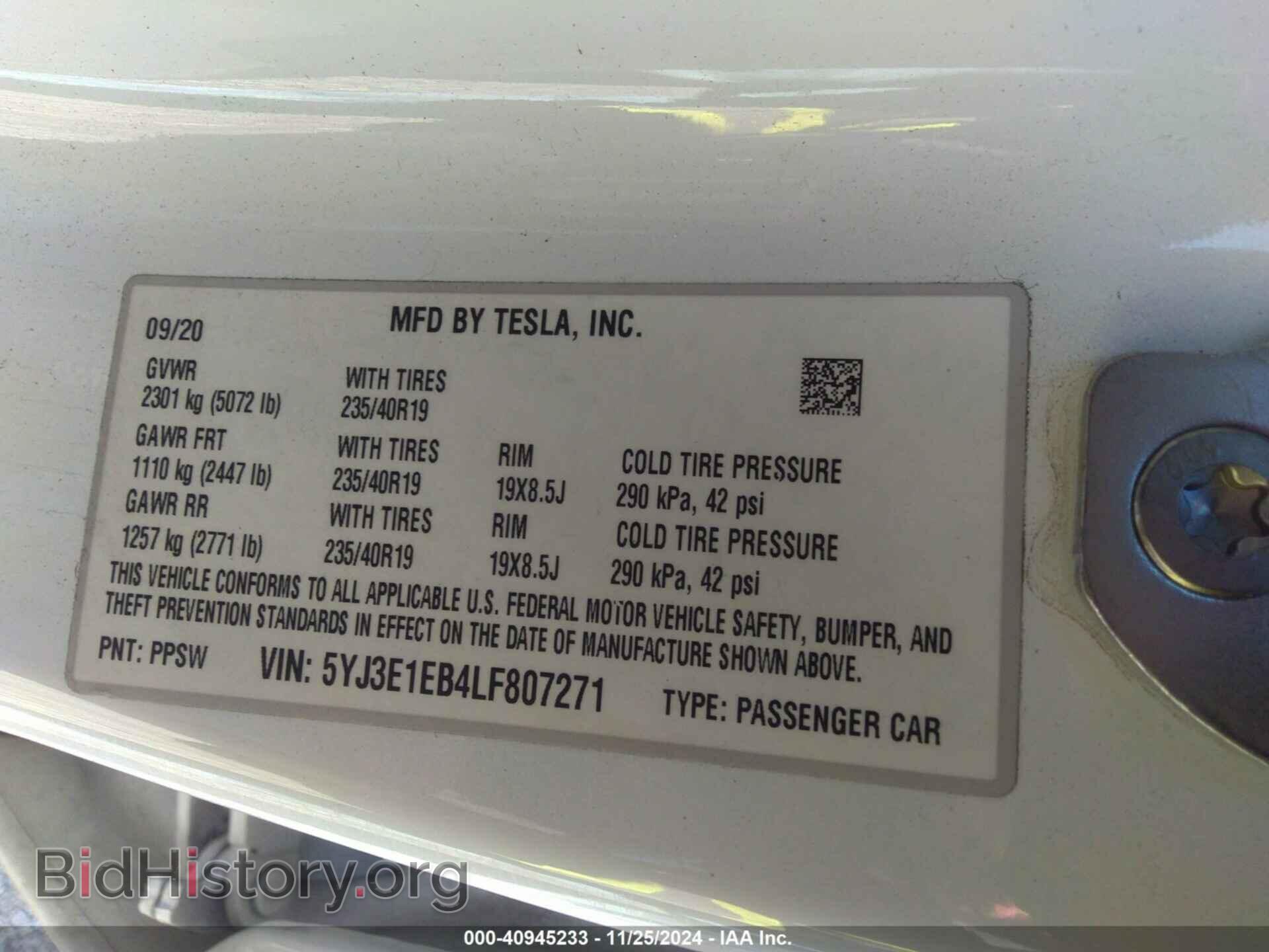 2020 TESLA MODEL 3 - VIN: 5YJ3E1EB4LF807271 - Фото 9