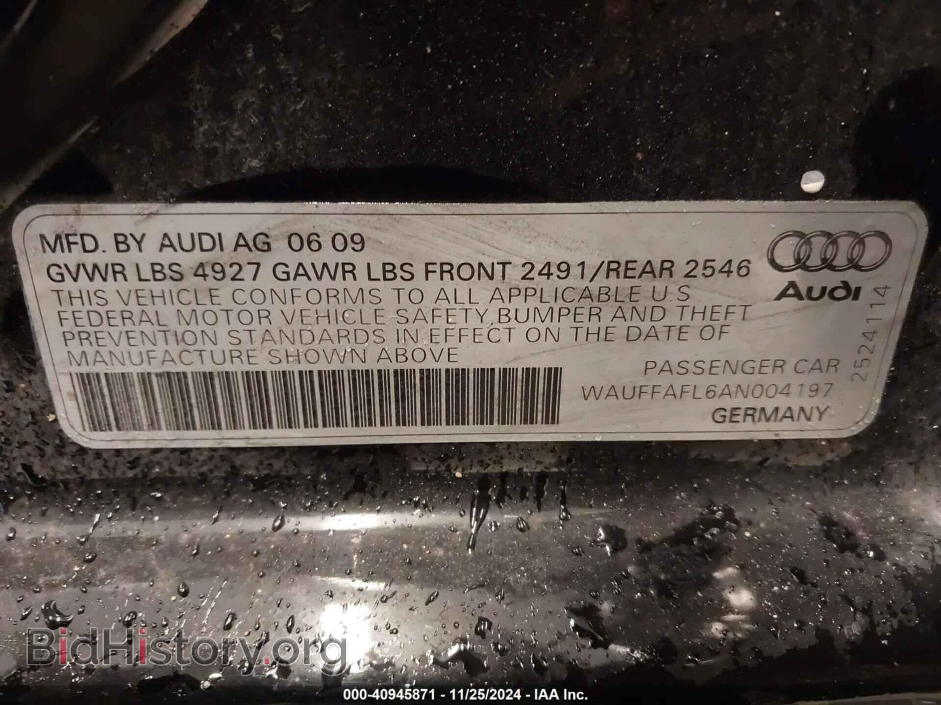 2010 AUDI A4 - VIN: WAUFFAFL6AN004197 - Фото 9