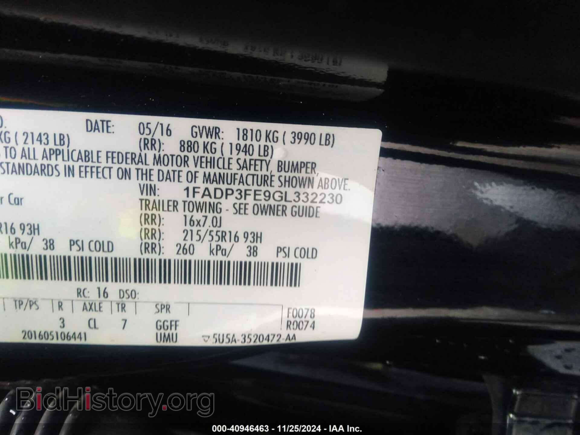 2016 FORD FOCUS - VIN: 1FADP3FE9GL332230 - Фото 9