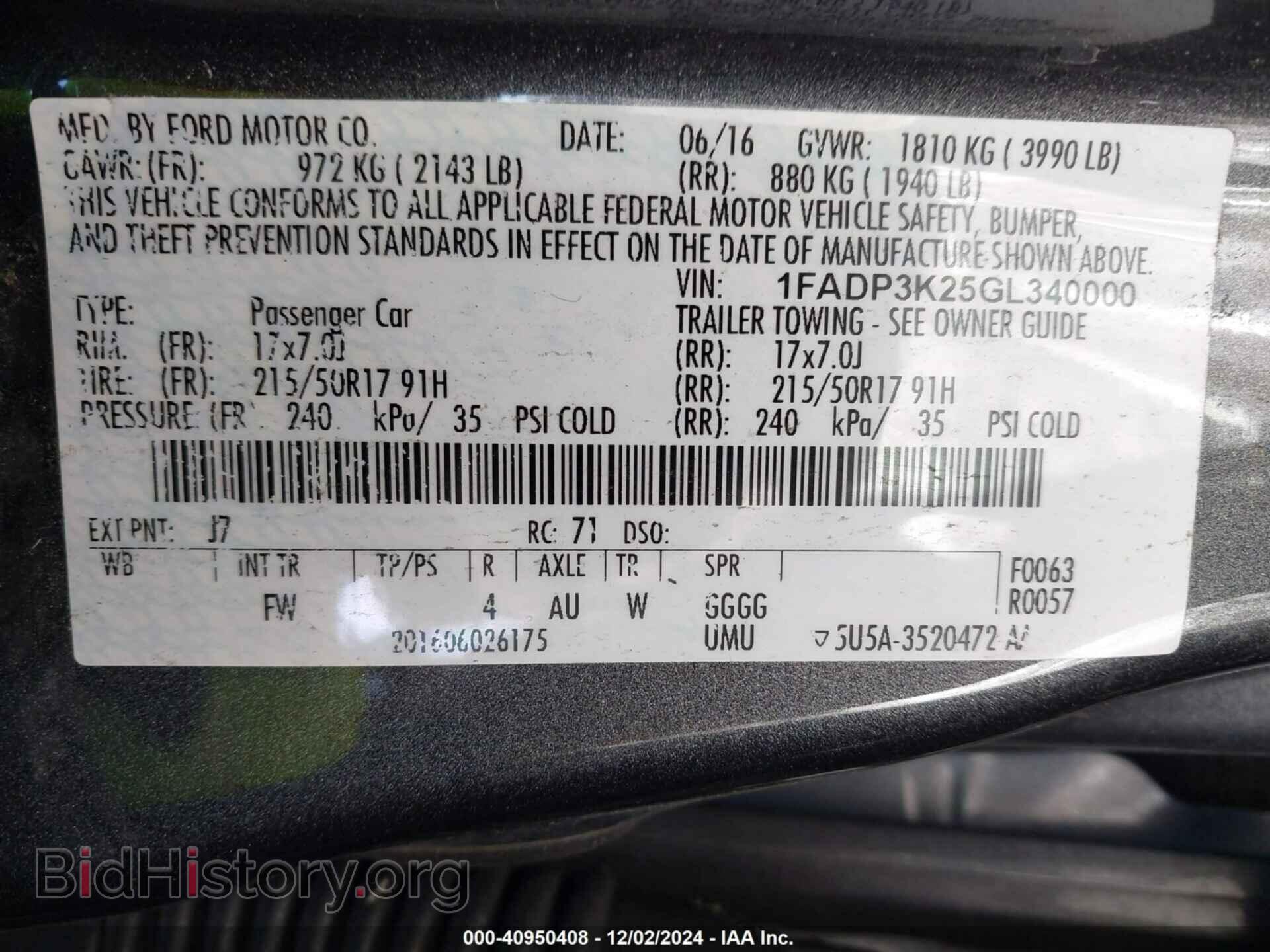 2016 FORD FOCUS - VIN: 1FADP3K25GL340000 - Фото 9