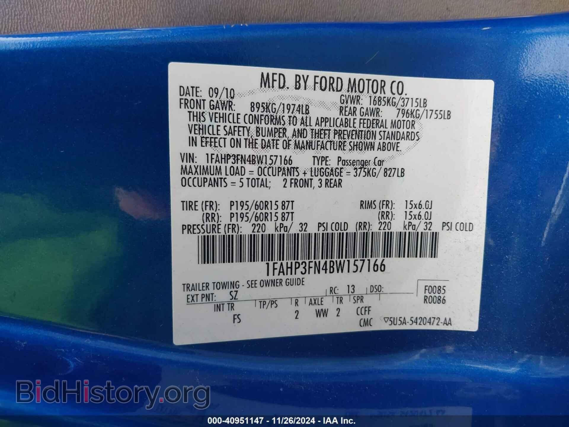2011 FORD FOCUS - VIN: 1FAHP3FN4BW157166 - Фото 9