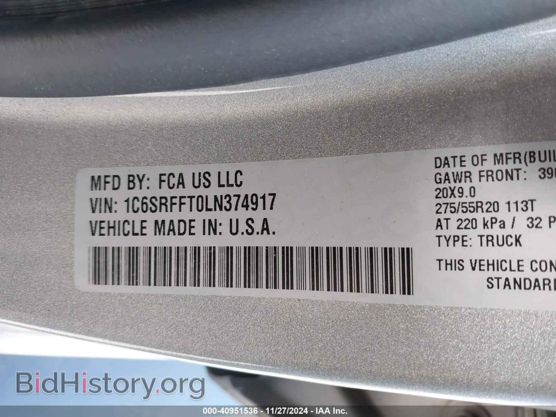 2020 RAM 1500 - VIN: 1C6SRFFT0LN374917 - Фото 9