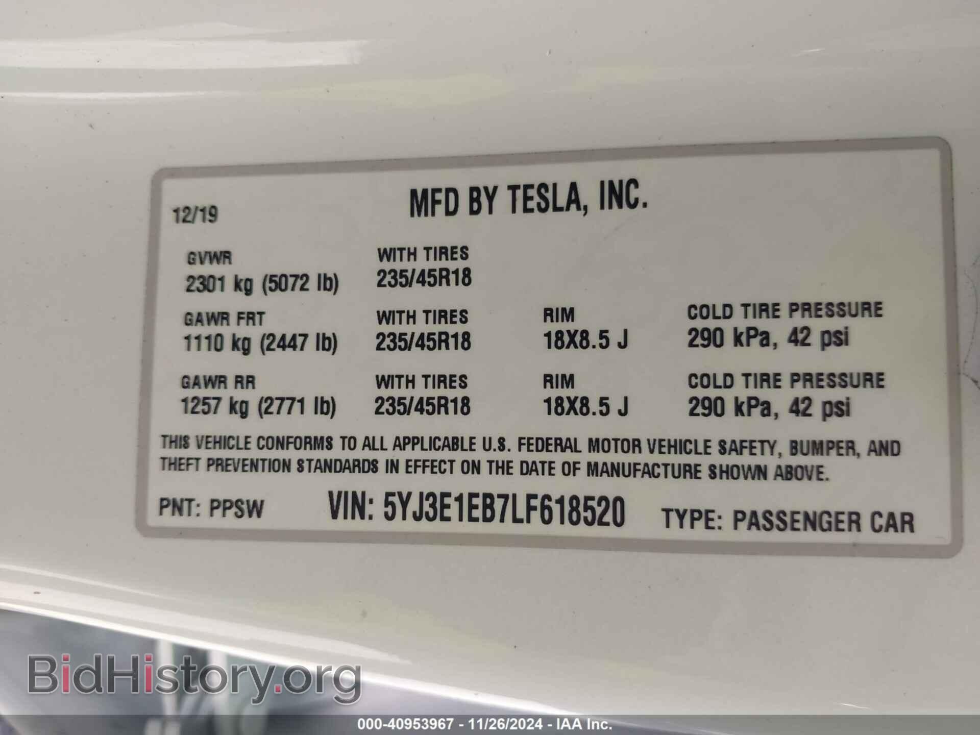 2020 TESLA MODEL 3 - VIN: 5YJ3E1EB7LF618520 - Фото 9