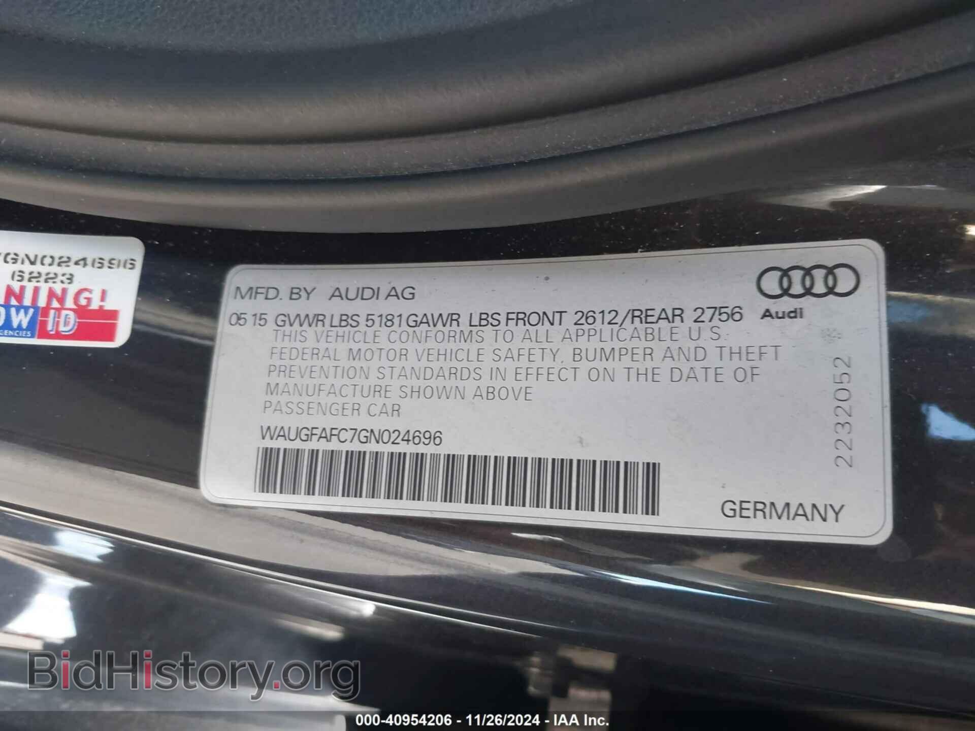 2016 AUDI A6 - VIN: WAUGFAFC7GN024696 - Фото 9
