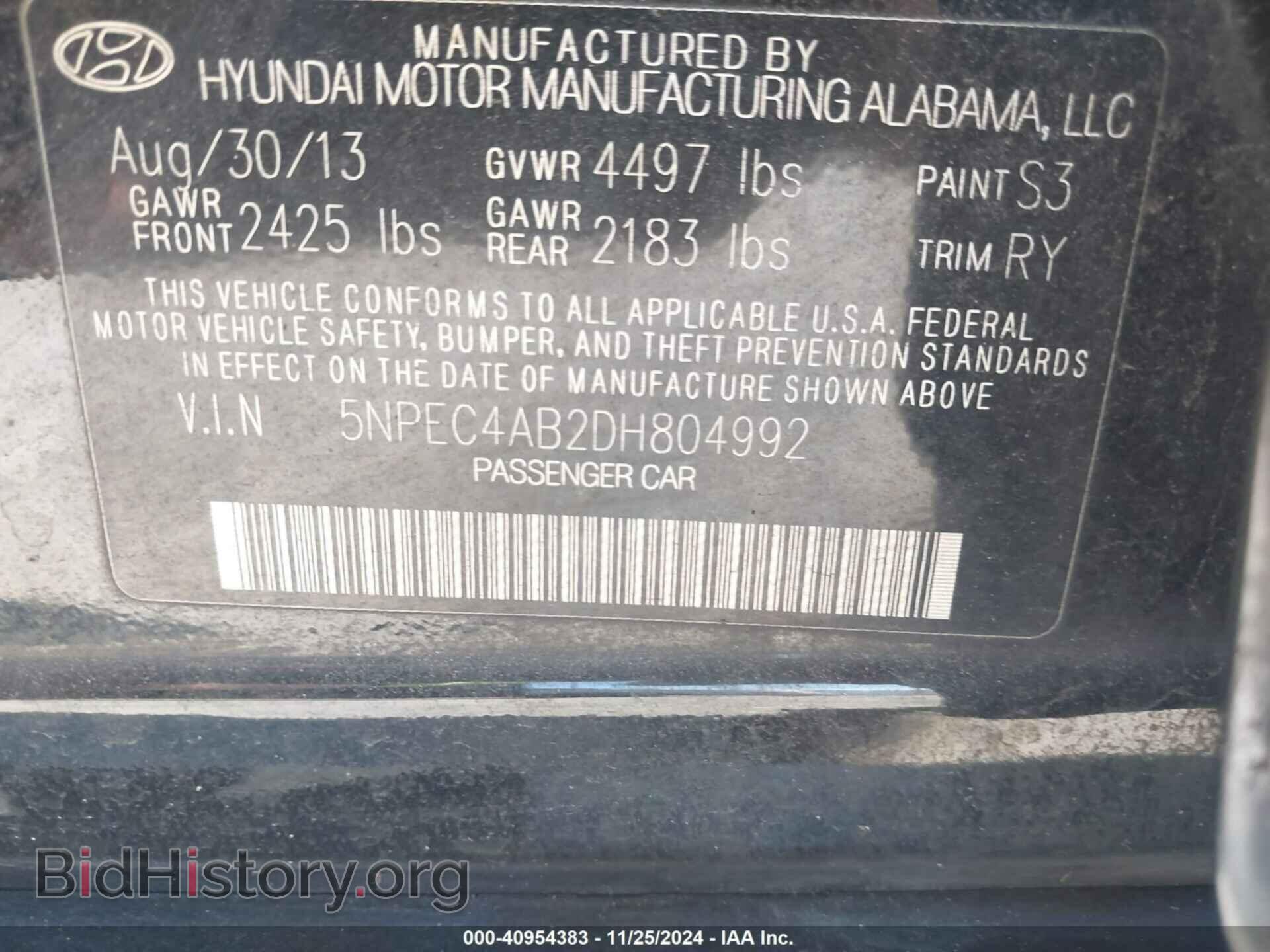 2013 HYUNDAI SONATA - VIN: 5NPEC4AB2DH804992 - Фото 9