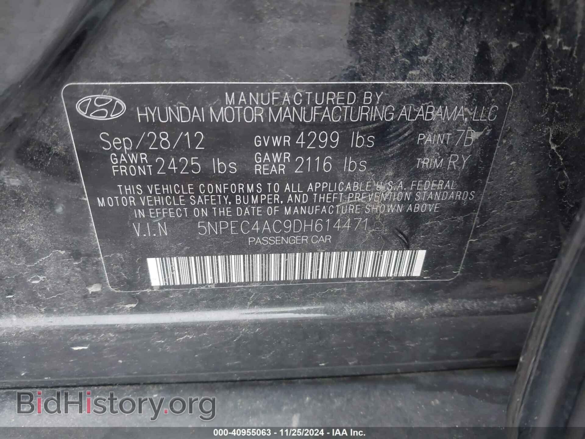 2013 HYUNDAI SONATA - VIN: 5NPEC4AC9DH614471 - Photo 9