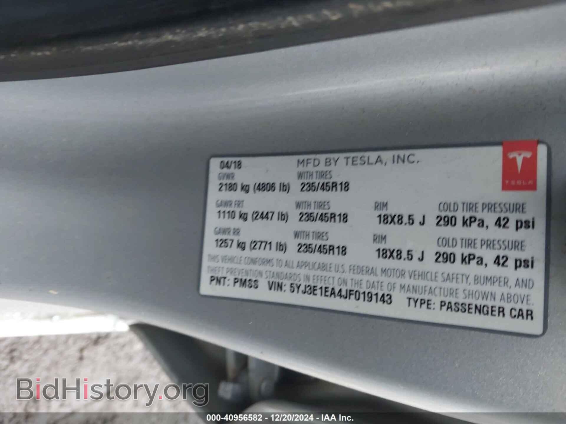 2018 TESLA MODEL 3 - VIN: 5YJ3E1EA4JF019143 - Photo 9