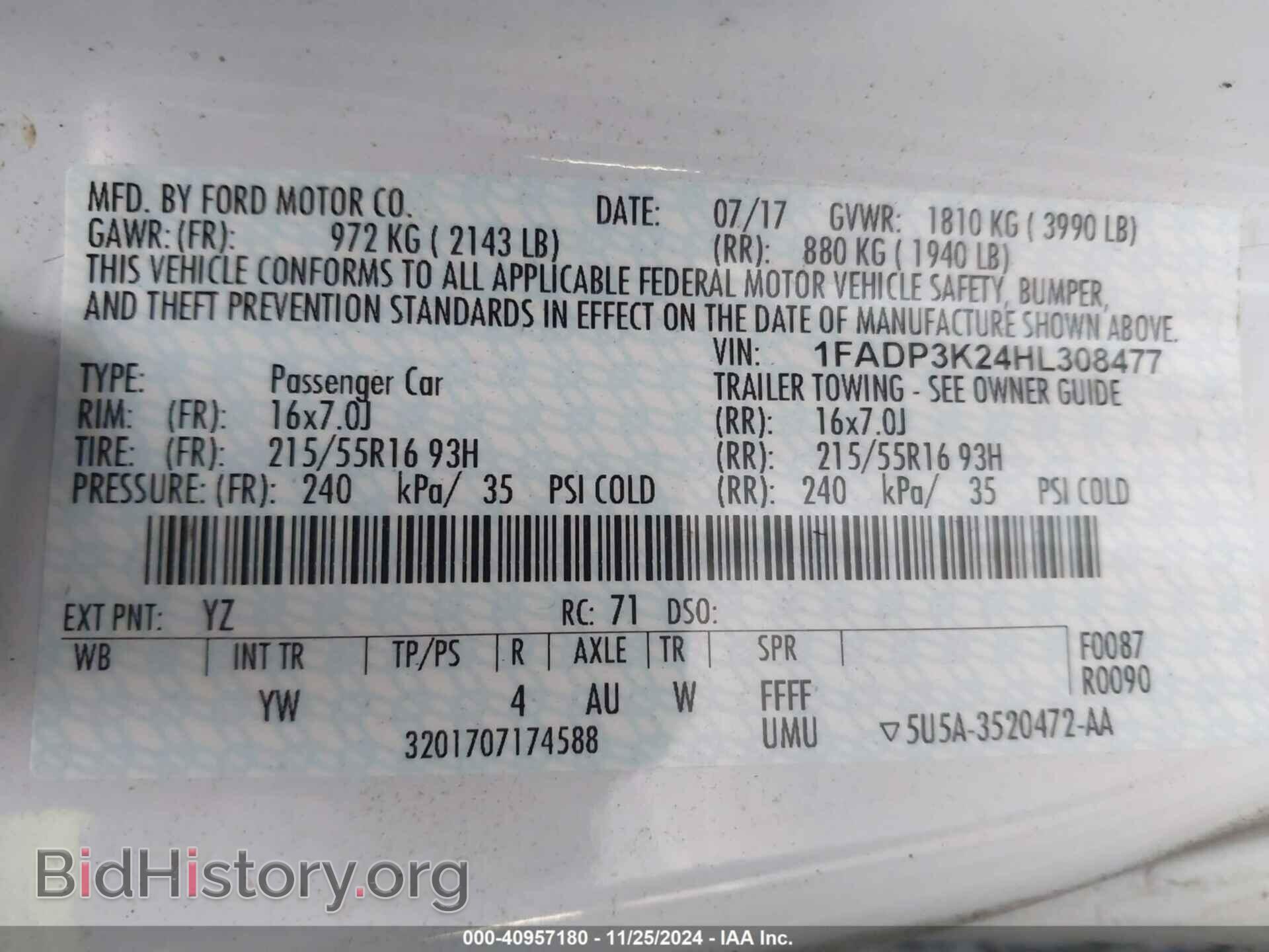 2017 FORD FOCUS - VIN: 1FADP3K24HL308477 - Фото 9