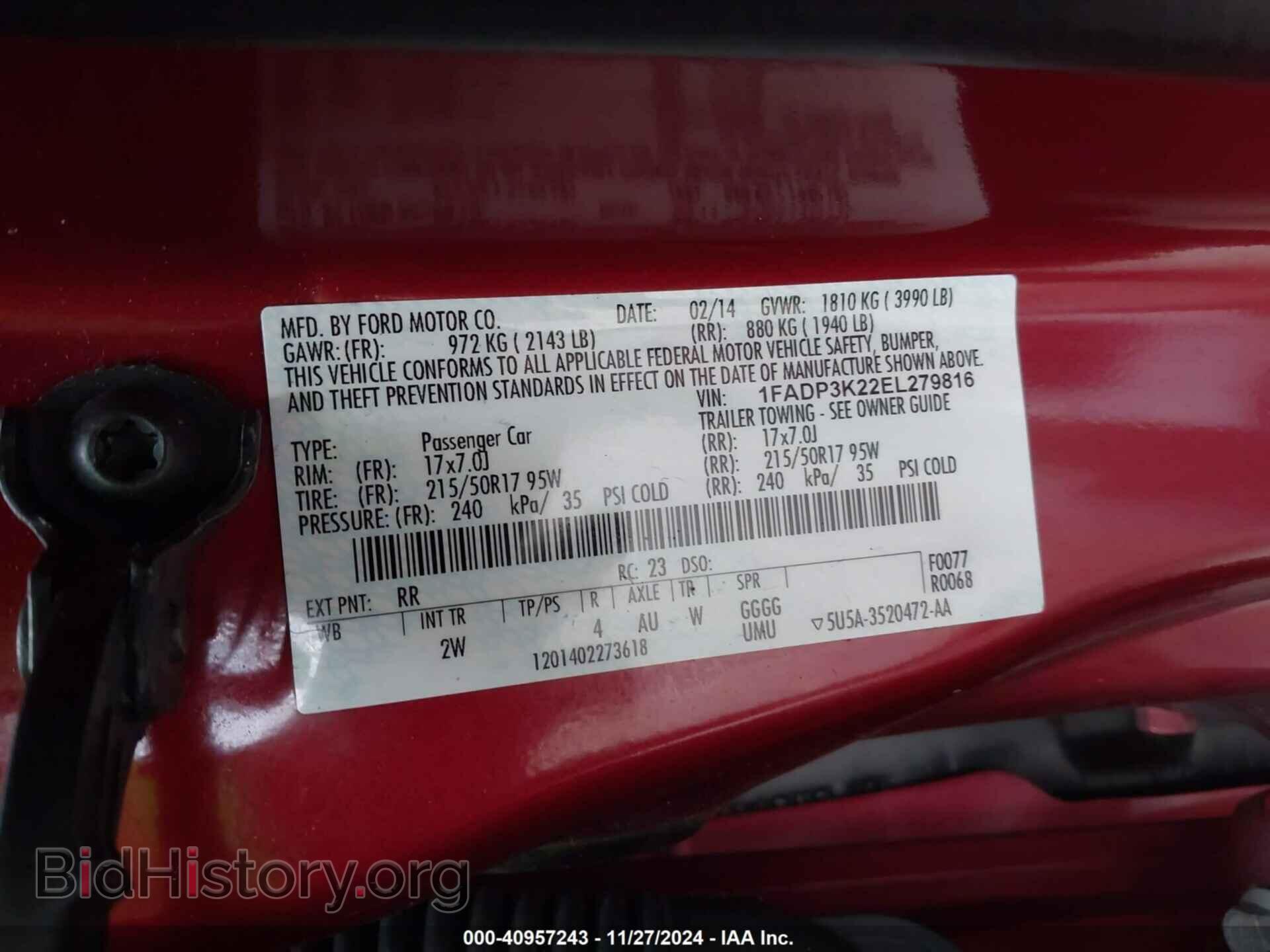 2014 FORD FOCUS - VIN: 1FADP3K22EL279816 - Photo 9