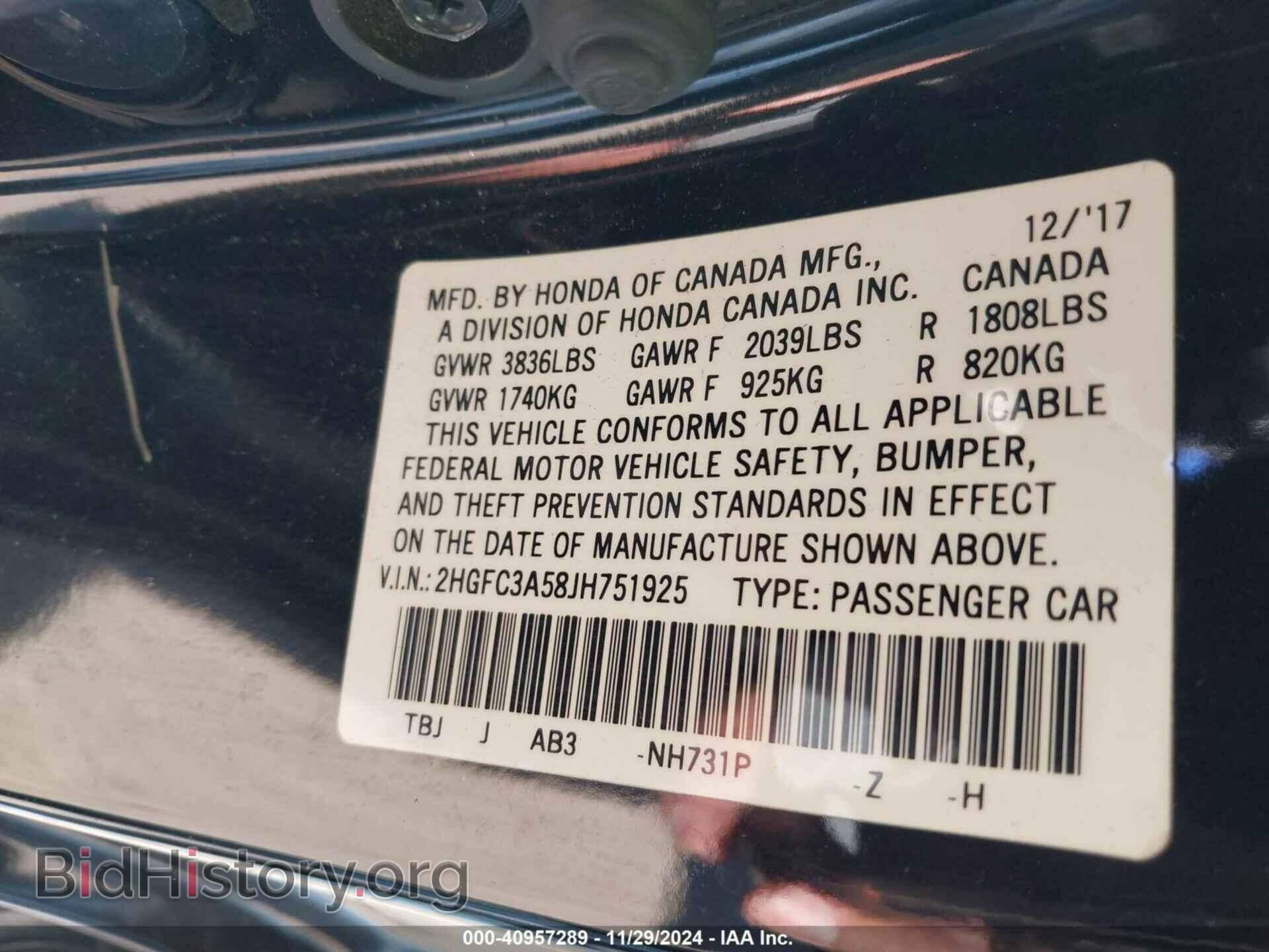 2018 HONDA CIVIC - VIN: 2HGFC3A58JH751925 - Photo 9