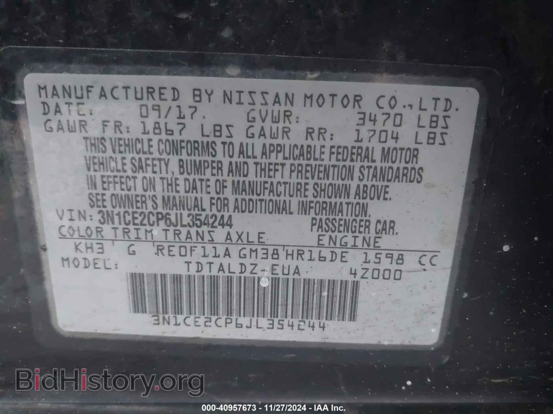 2018 NISSAN VERSA NOTE - VIN: 3N1CE2CP6JL354244 - Фото 9