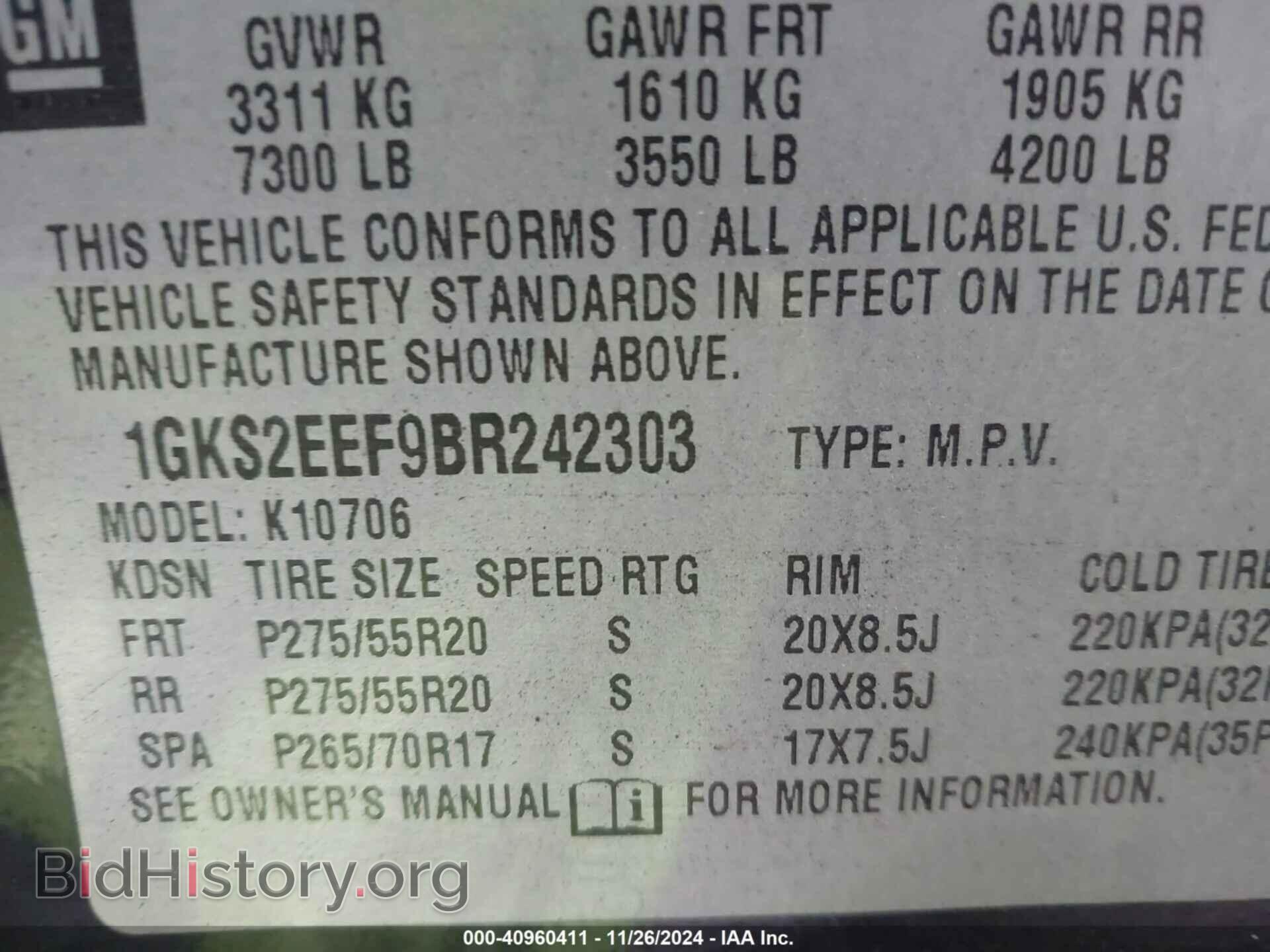 2011 GMC YUKON - VIN: 1GKS2EEF9BR242303 - Фото 9
