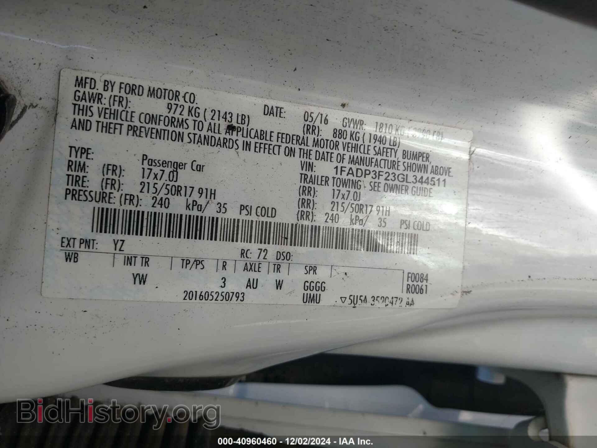 2016 FORD FOCUS - VIN: 1FADP3F23GL344511 - Фото 9