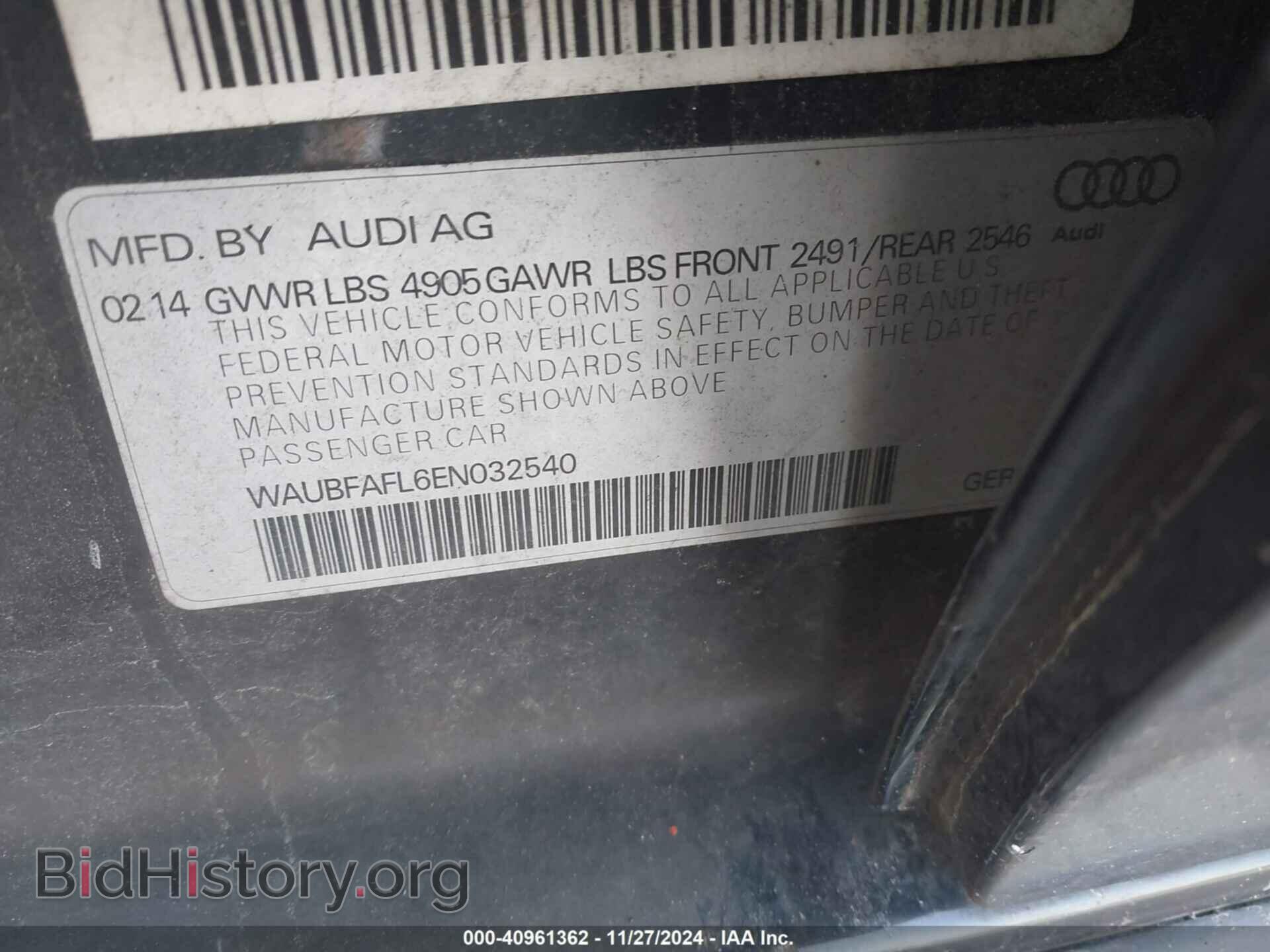 2014 AUDI A4 - VIN: WAUBFAFL6EN032540 - Фото 9