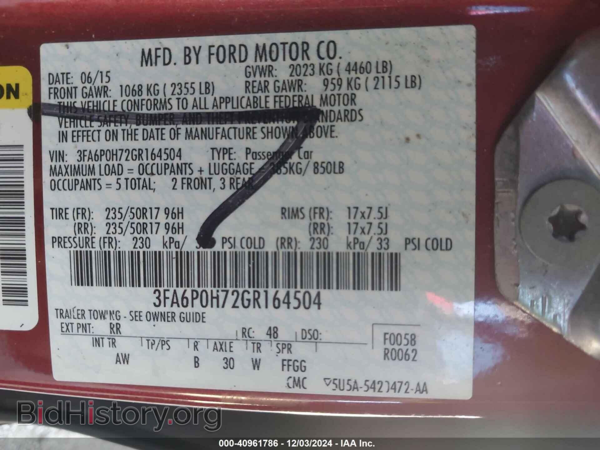 2016 FORD FUSION - VIN: 3FA6P0H72GR164504 - Фото 9