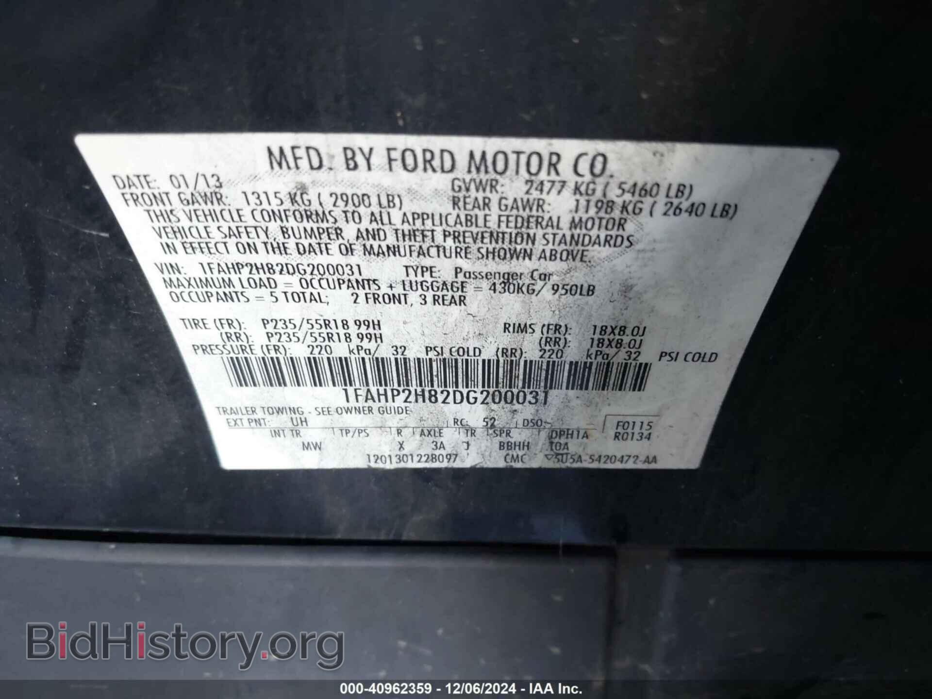 2013 FORD TAURUS - VIN: 1FAHP2H82DG200031 - Photo 9