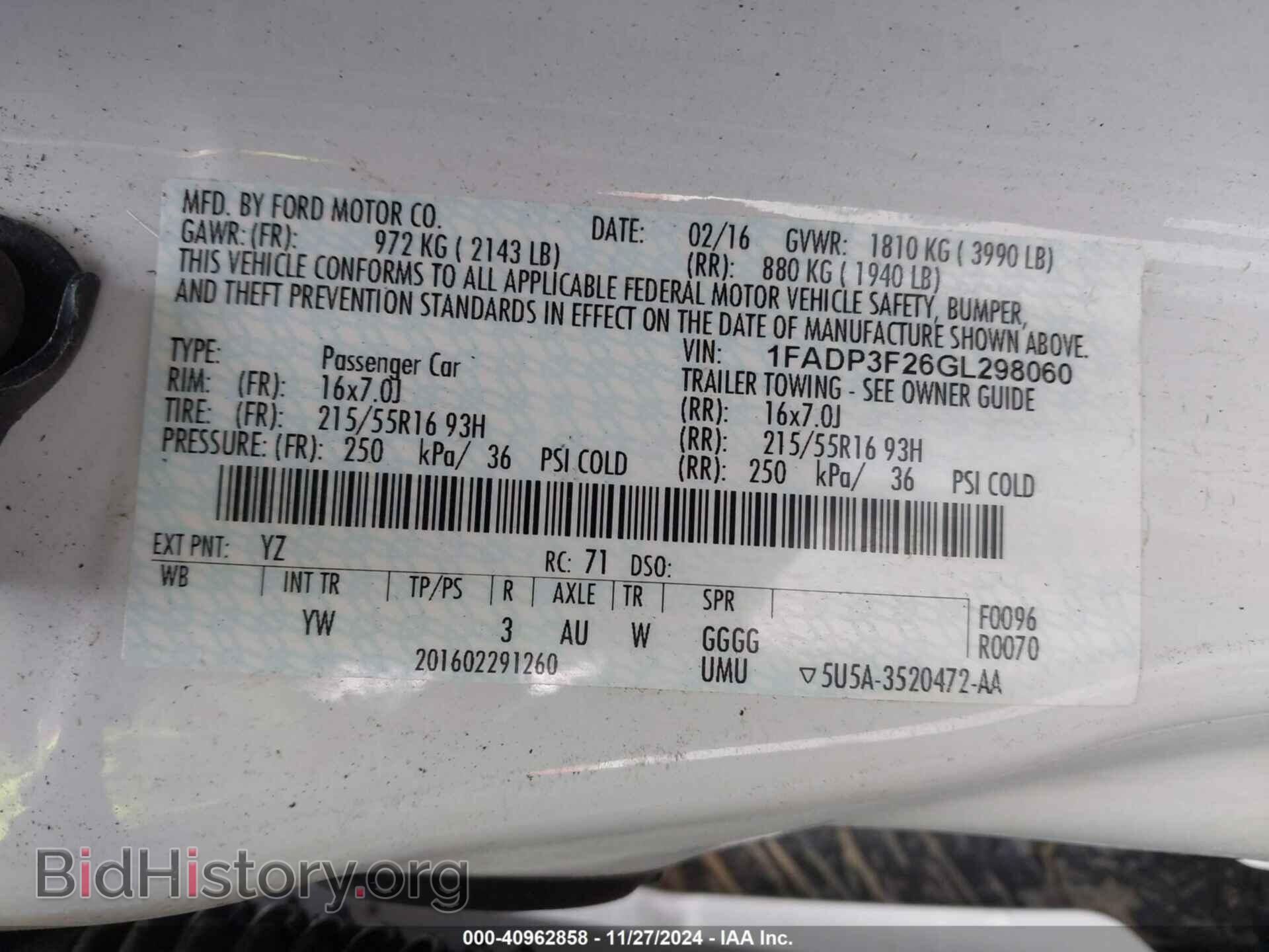 2016 FORD FOCUS - VIN: 1FADP3F26GL298060 - Фото 9