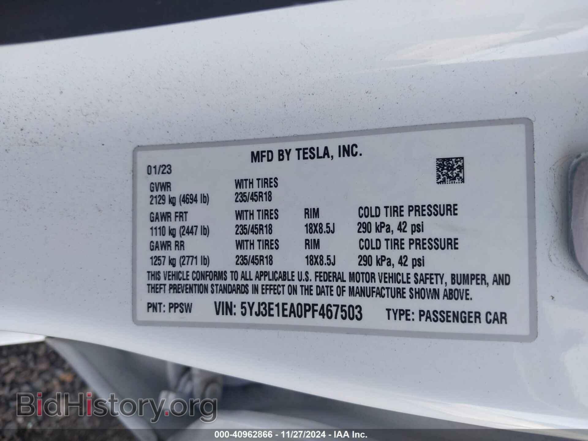 2023 TESLA MODEL 3 - VIN: 5YJ3E1EA0PF467503 - Фото 9