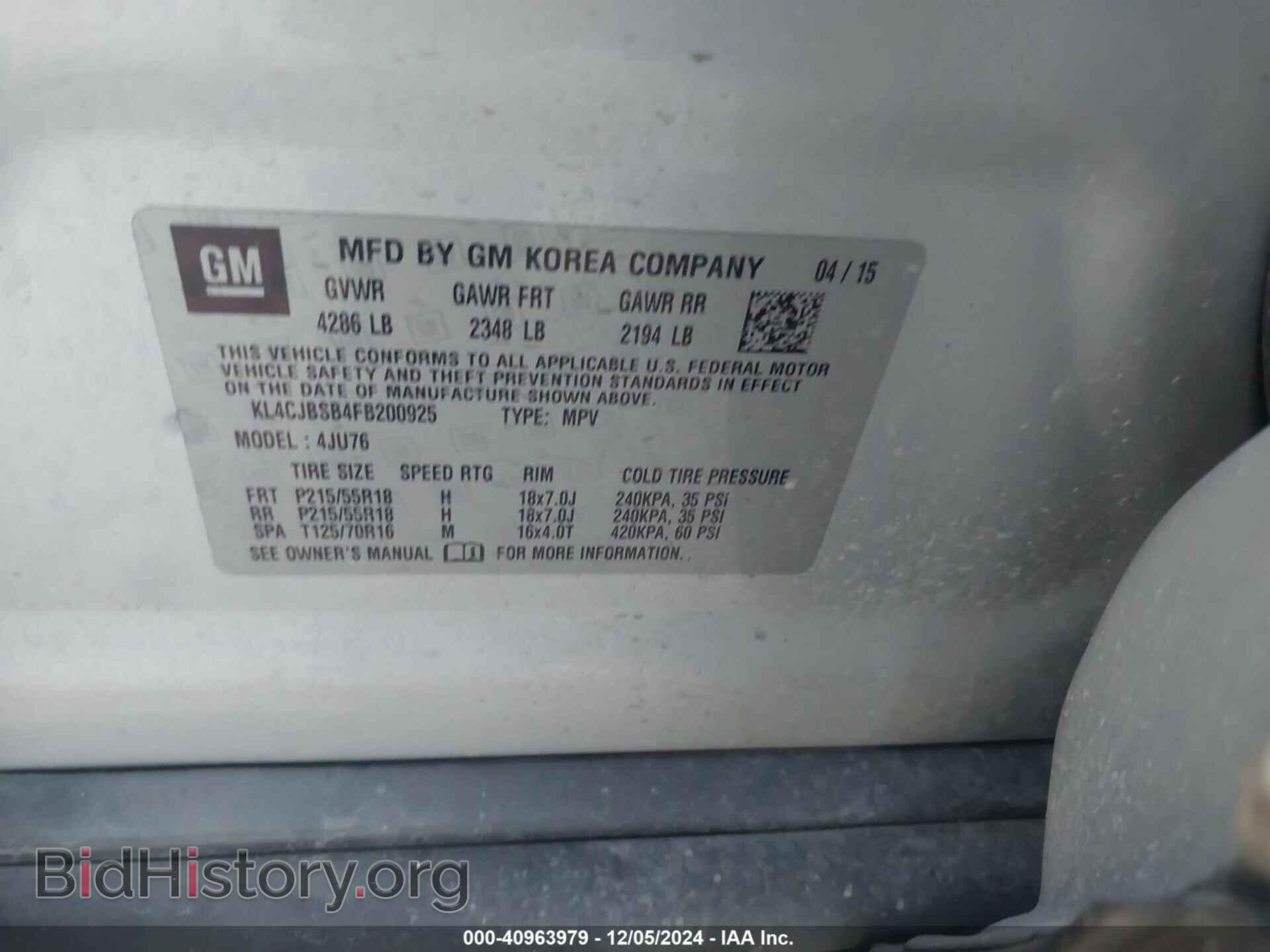2015 BUICK ENCORE - VIN: KL4CJBSB4FB200925 - Photo 9