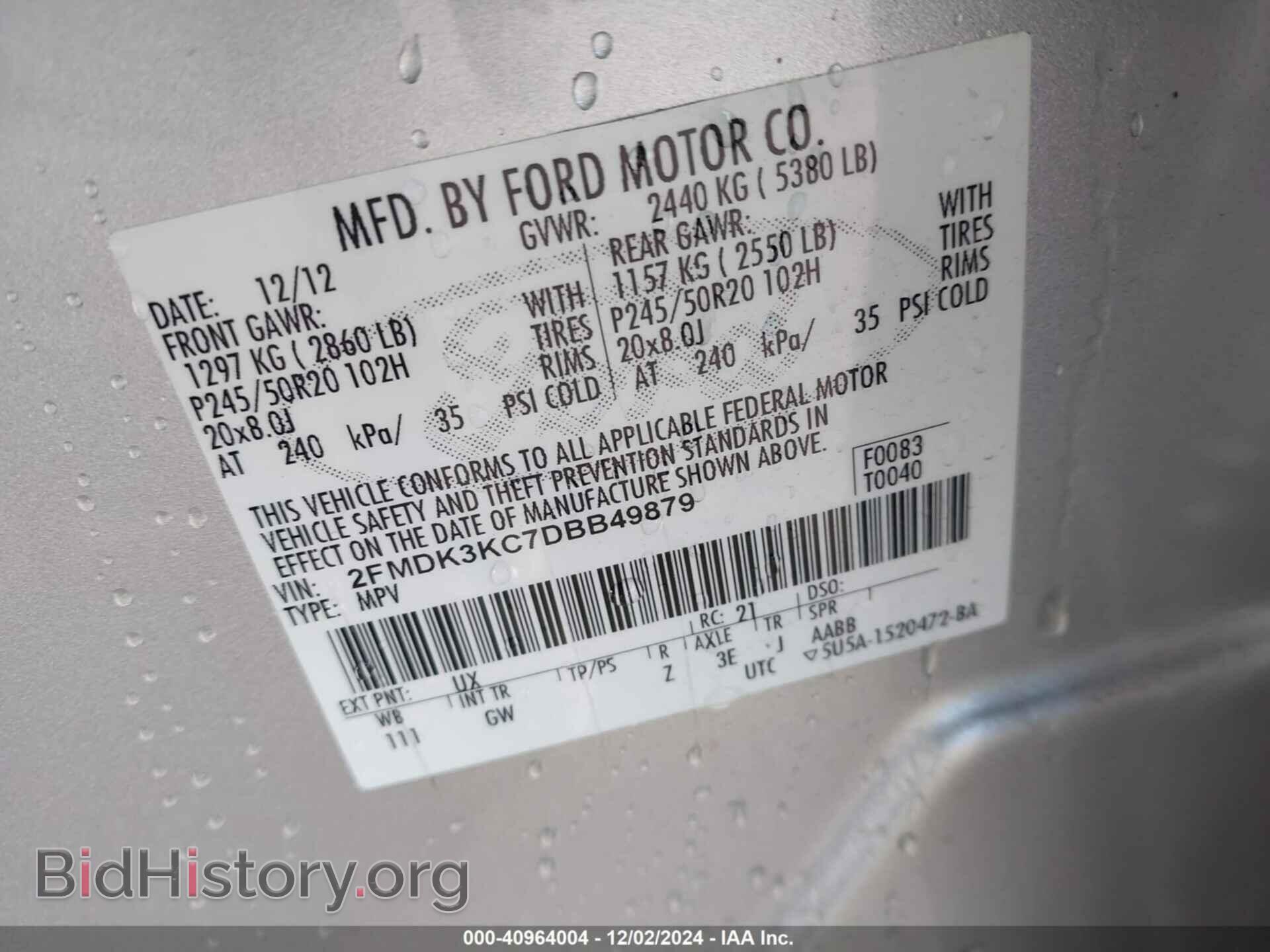 2013 FORD EDGE - VIN: 2FMDK3KC7DBB49879 - Photo 9