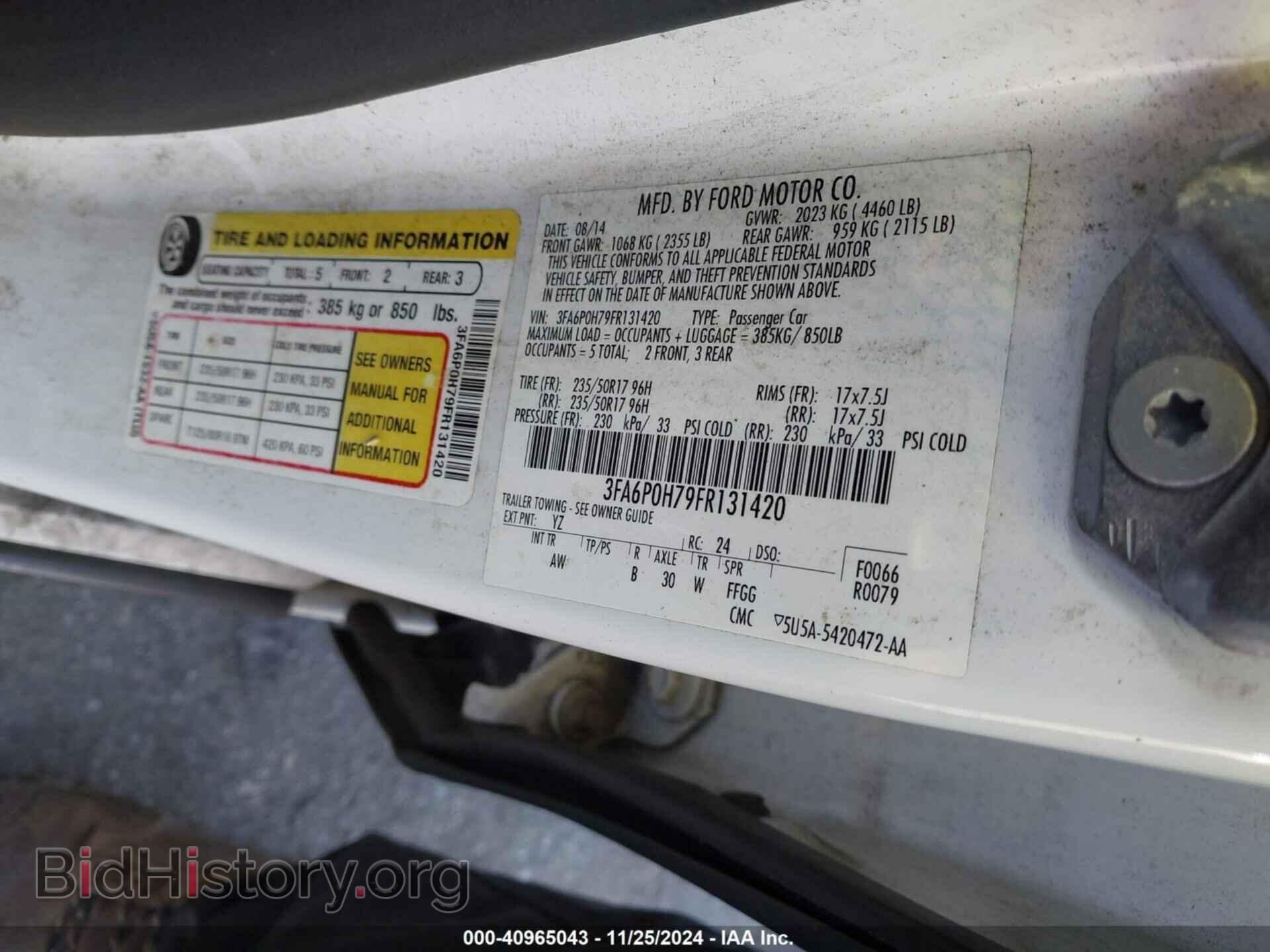 2015 FORD FUSION - VIN: 3FA6P0H79FR131420 - Фото 9