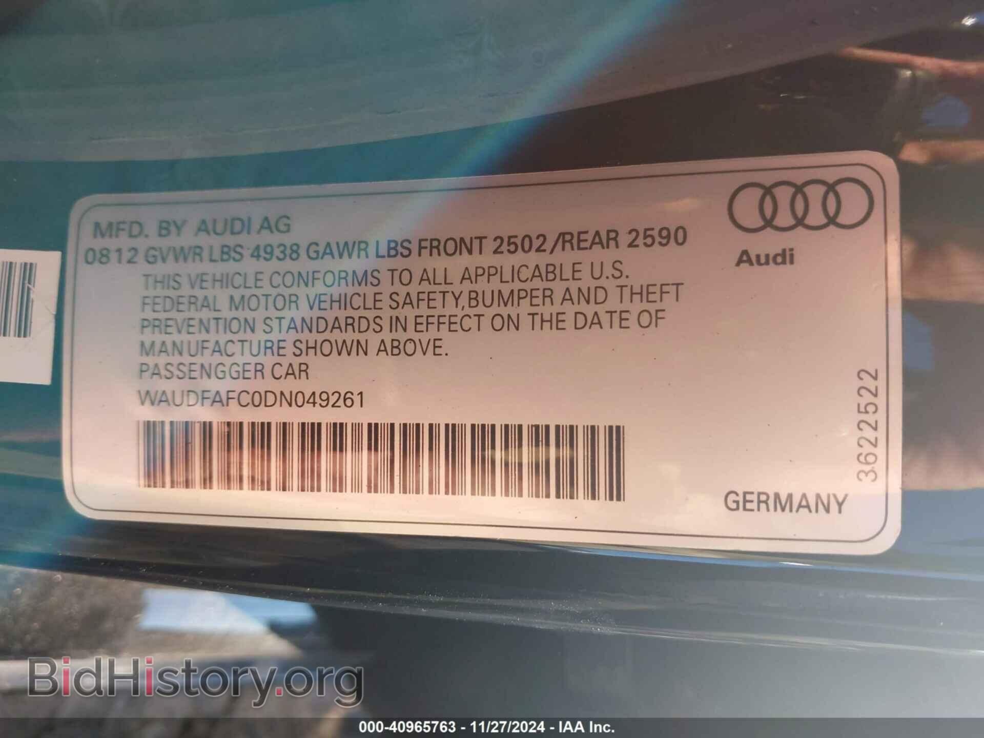 2013 AUDI A6 - VIN: WAUDFAFC0DN049261 - Photo 9