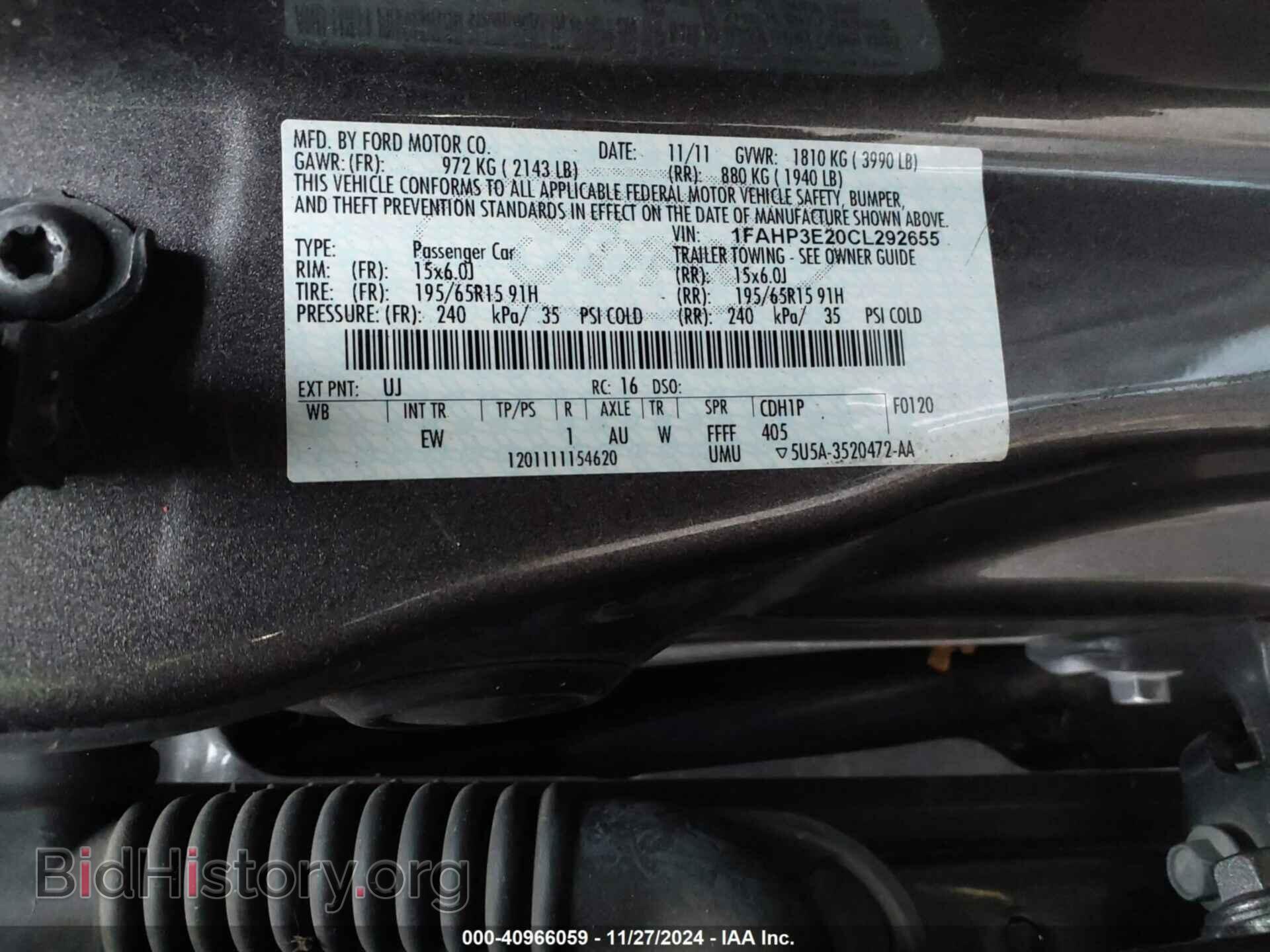 2012 FORD FOCUS - VIN: 1FAHP3E20CL292655 - Фото 9
