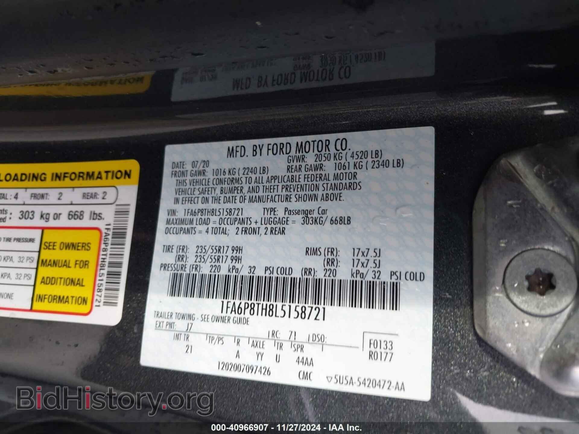 2020 FORD MUSTANG - VIN: 1FA6P8TH8L5158721 - Фото 9