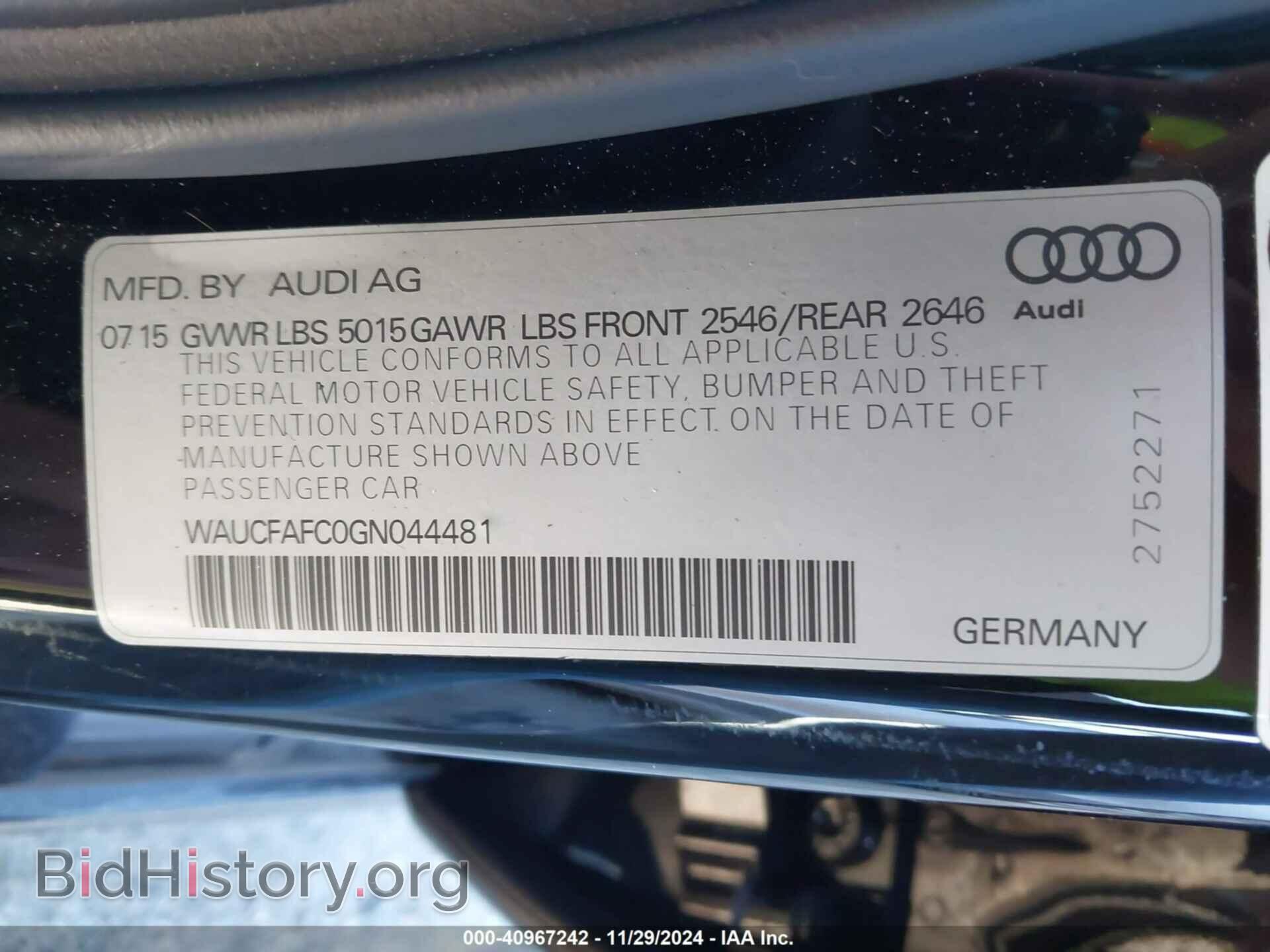 2016 AUDI A6 - VIN: WAUCFAFC0GN044481 - Фото 9
