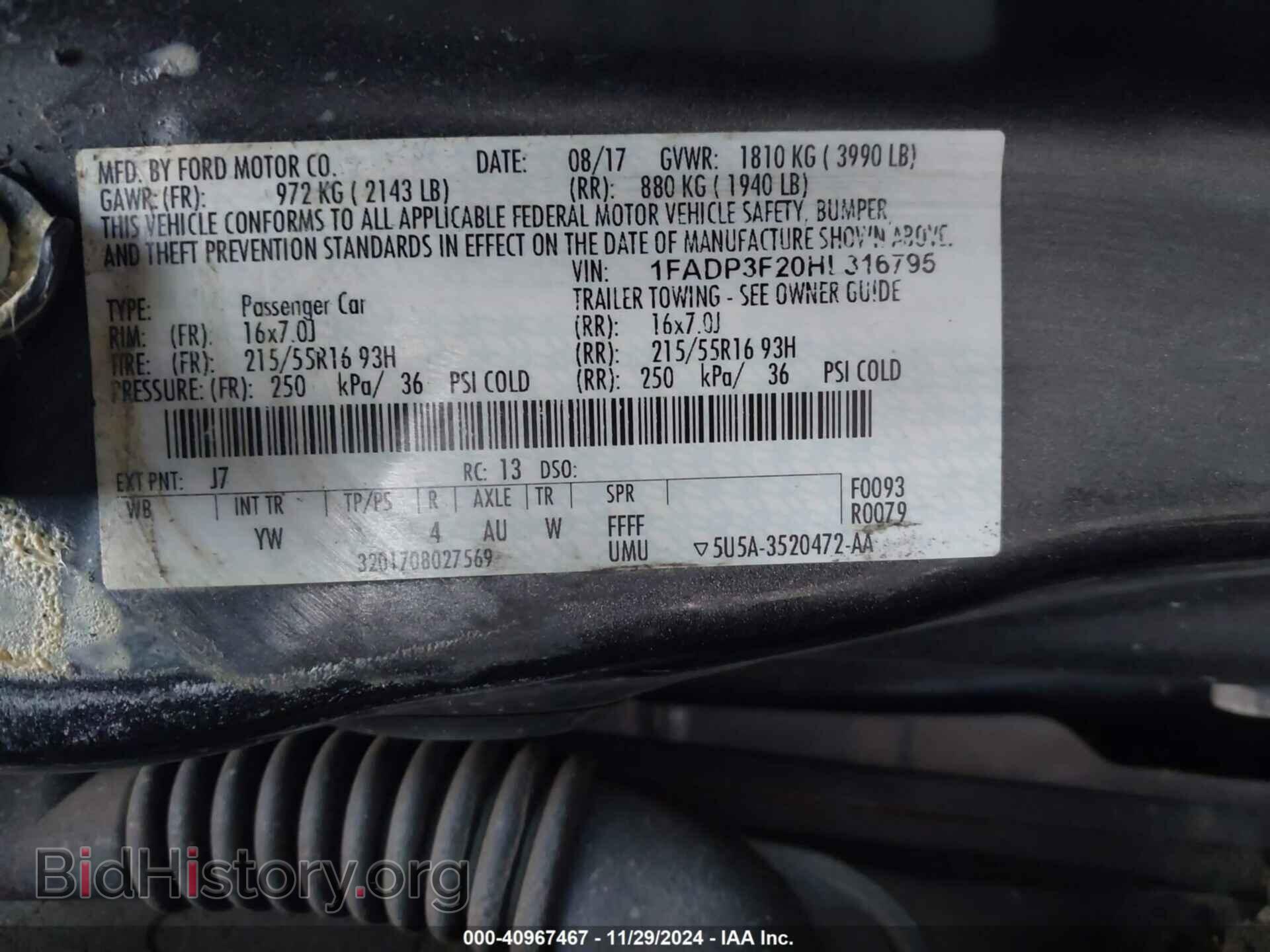 2017 FORD FOCUS - VIN: 1FADP3F20HL316795 - Фото 9
