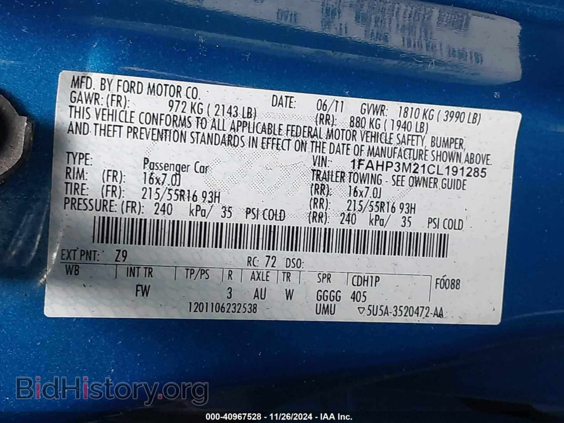 2012 FORD FOCUS - VIN: 1FAHP3M21CL191285 - Фото 9