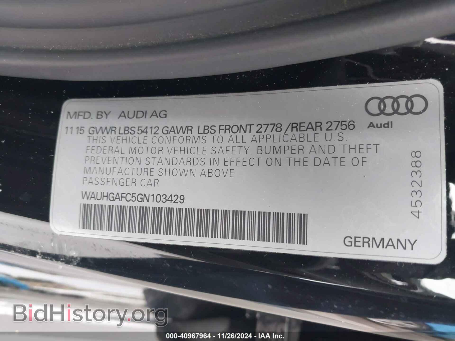 2016 AUDI A6 - VIN: WAUHGAFC5GN103429 - Фото 9