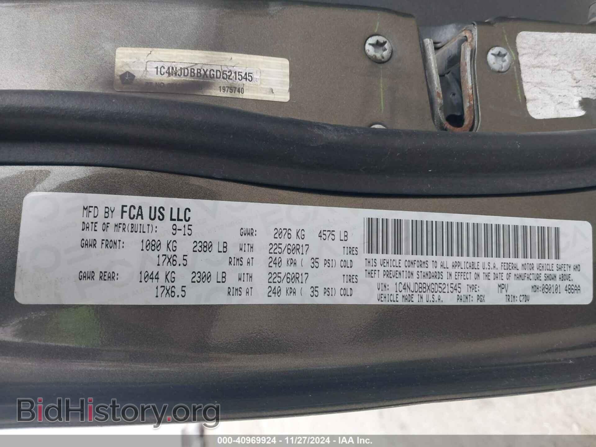 2016 JEEP COMPASS - VIN: 1C4NJDBBXGD521545 - Фото 9