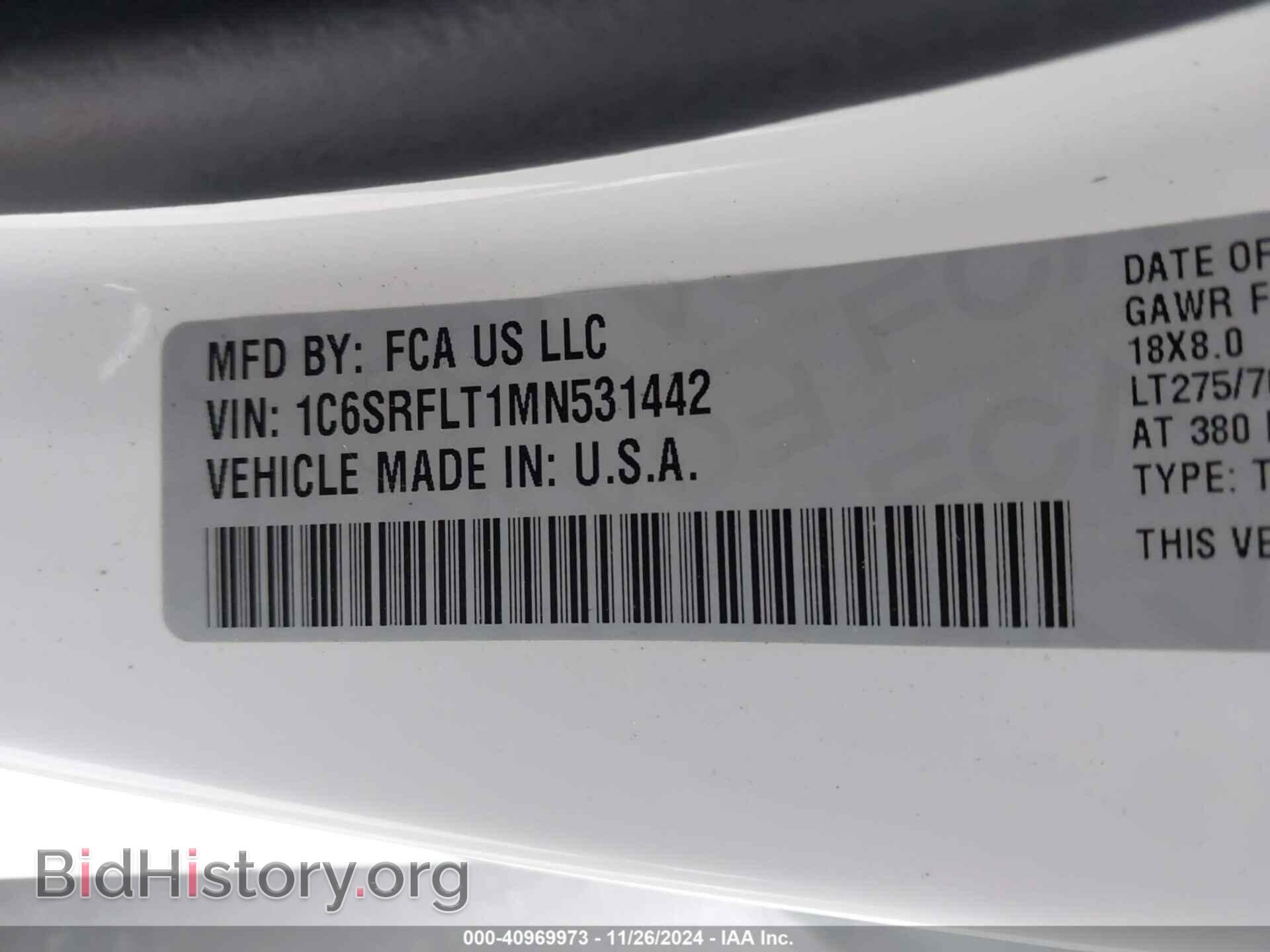 2021 RAM 1500 - VIN: 1C6SRFLT1MN531442 - Фото 9