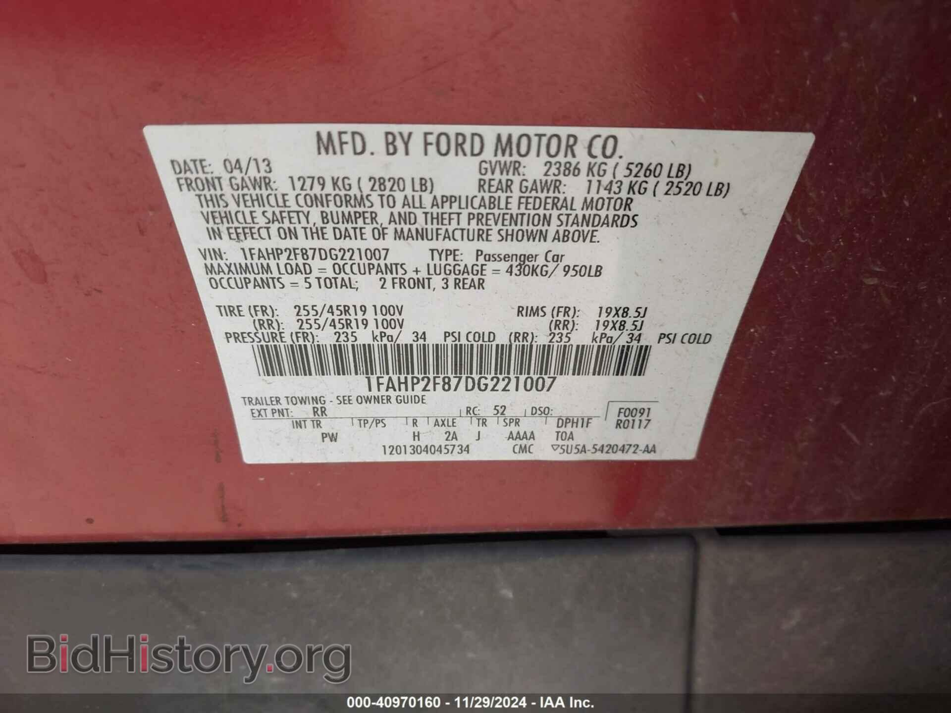 2013 FORD TAURUS - VIN: 1FAHP2F87DG221007 - Photo 9