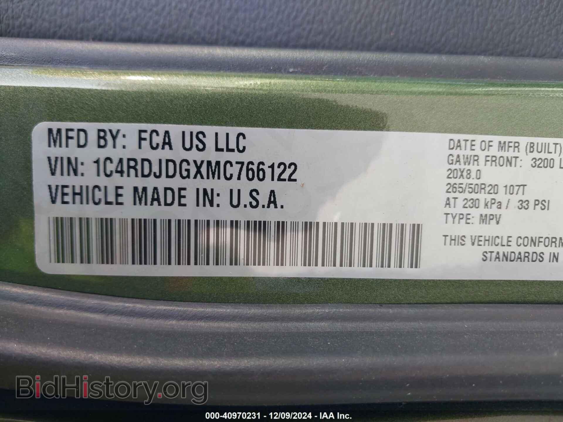 2021 DODGE DURANGO - VIN: 1C4RDJDGXMC766122 - Photo 9