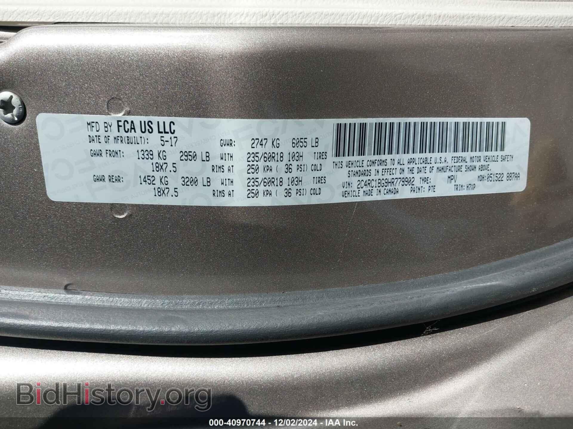 2017 CHRYSLER PACIFICA - VIN: 2C4RC1BG9HR779902 - Photo 9