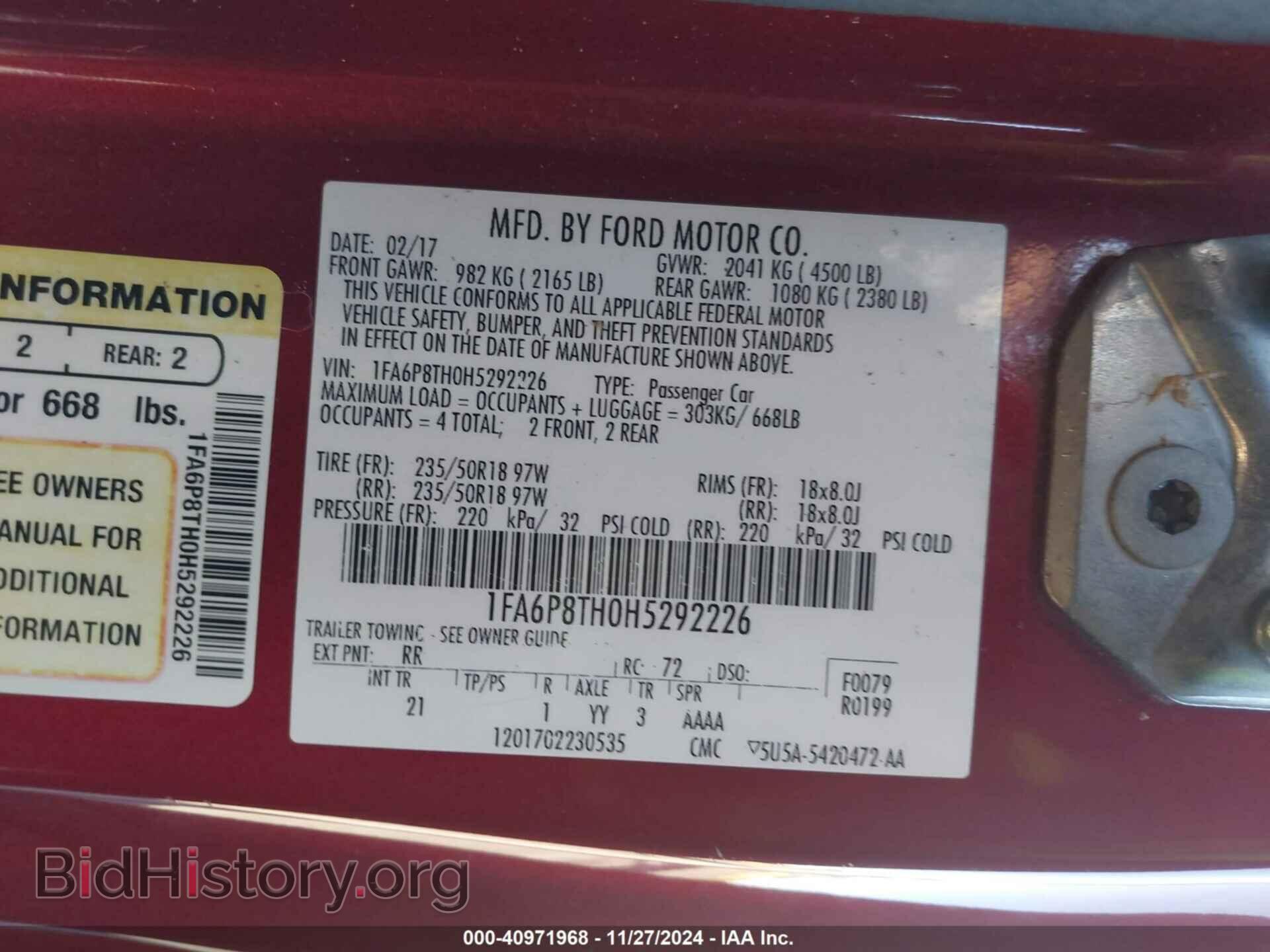 2017 FORD MUSTANG - VIN: 1FA6P8TH0H5292226 - Фото 9