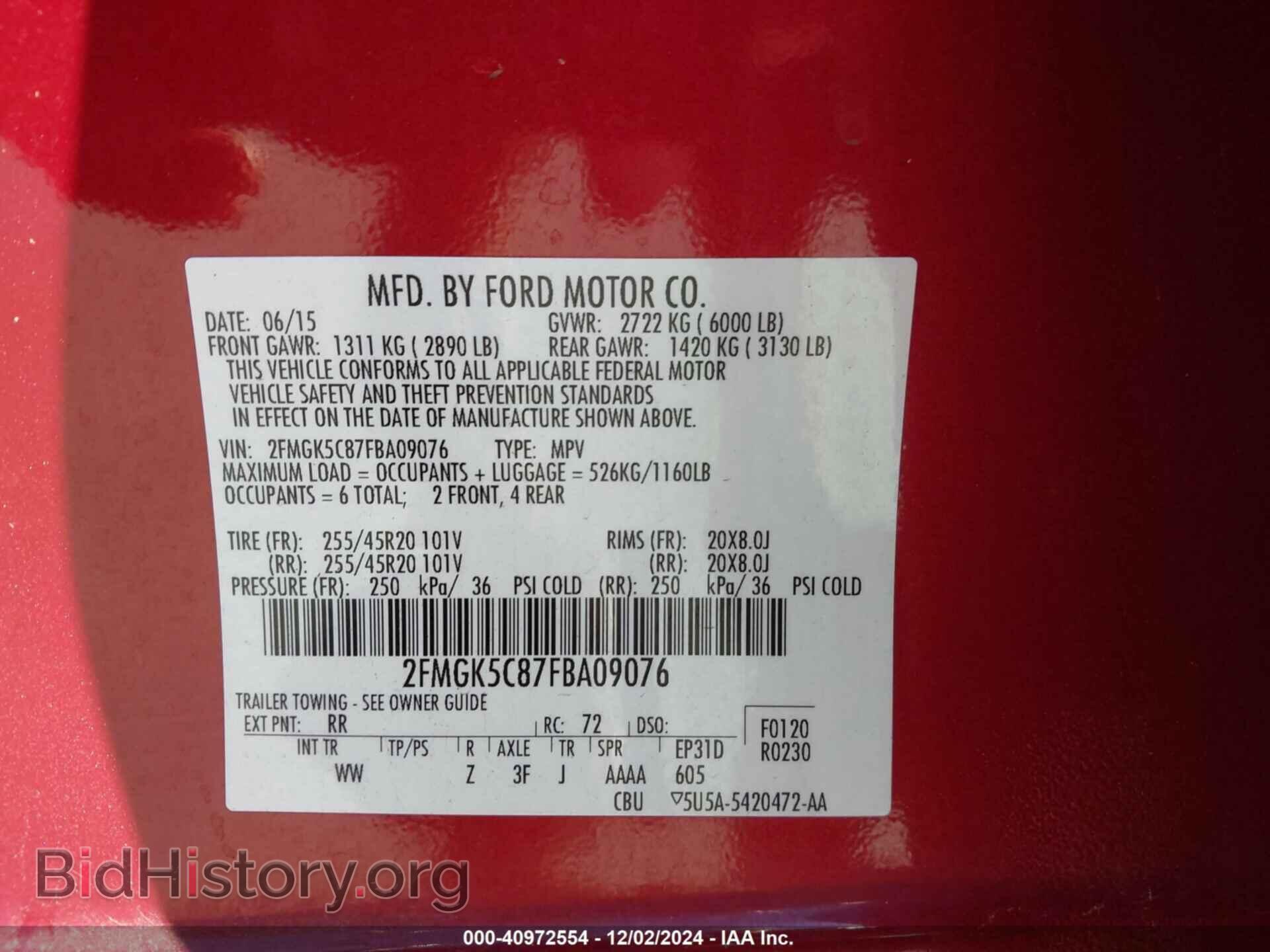 2015 FORD FLEX - VIN: 2FMGK5C87FBA09076 - Photo 9