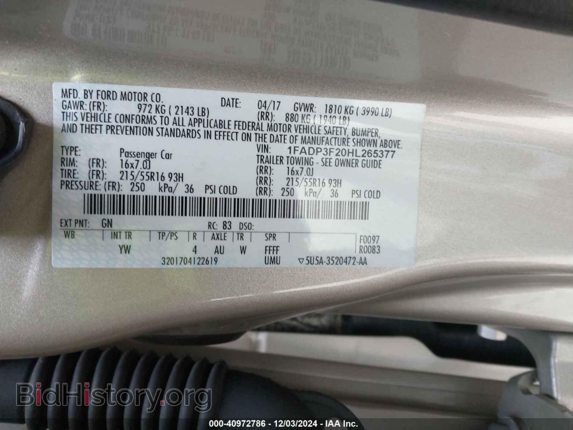 2017 FORD FOCUS - VIN: 1FADP3F20HL265377 - Фото 9