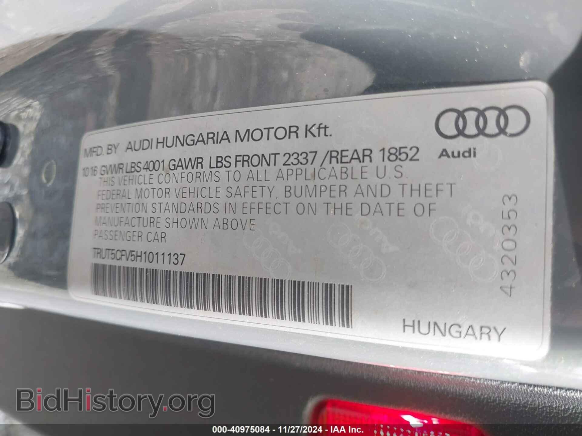 2017 AUDI TT - VIN: TRUT5CFV5H1011137 - Photo 9