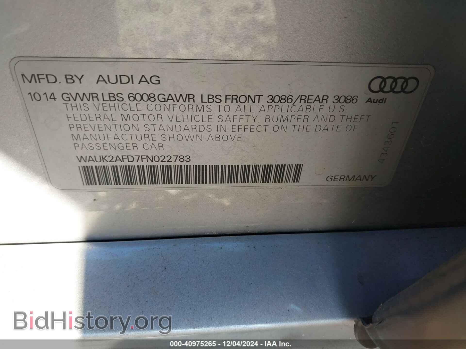 2015 AUDI S8 - VIN: WAUK2AFD7FN022783 - Фото 9